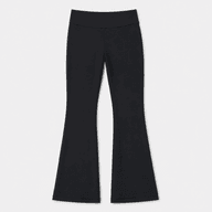 Black flared training tights with a high waist and fitted silhouette.