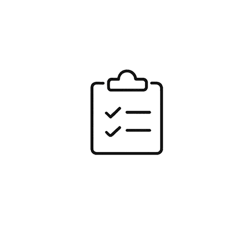 Icon of a clipboard with check marks and lines, indicating a checklist or to-do list, set against a transparent background.