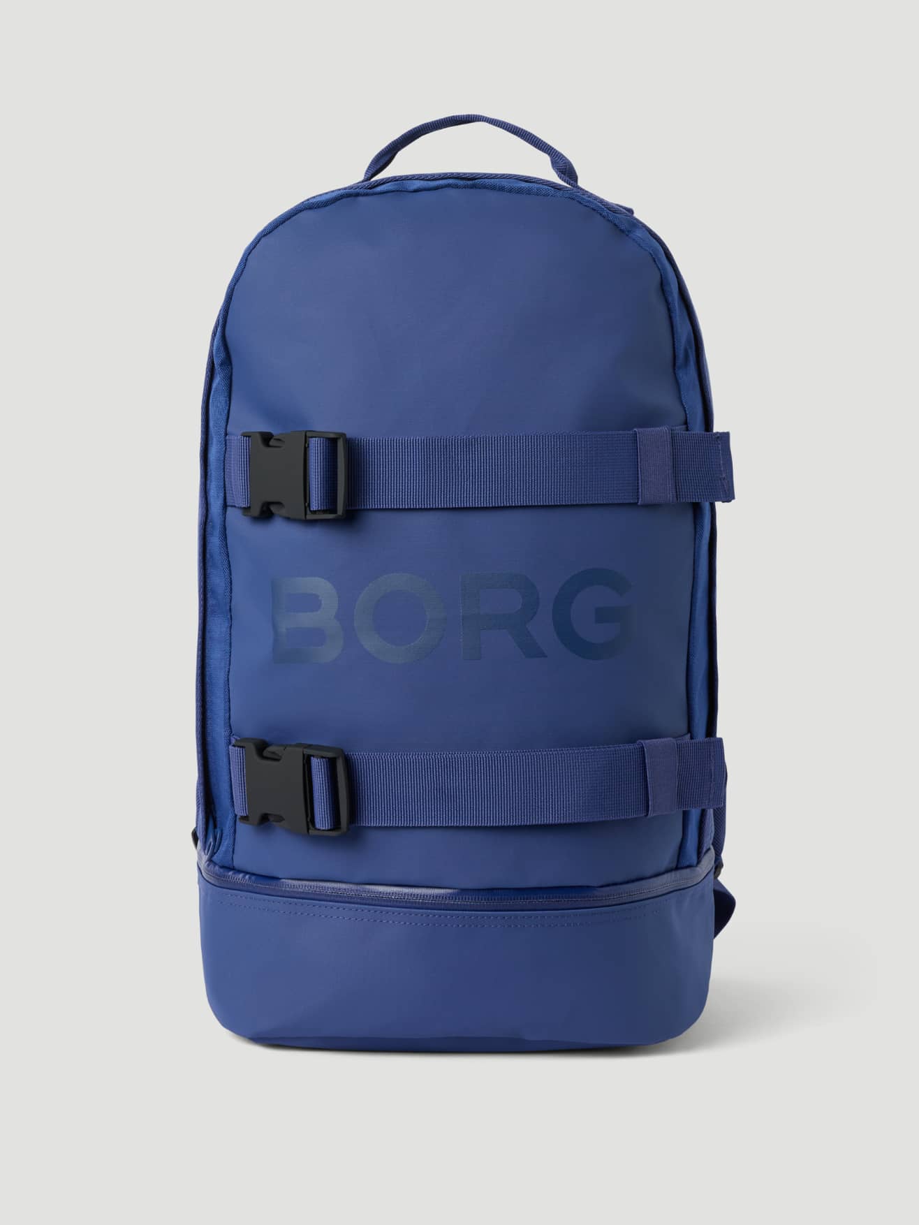 Front view of the Borg Duffle Backpack 28L in Estate Blue (Blue), made from durable recycled polyester for training. - Image 1