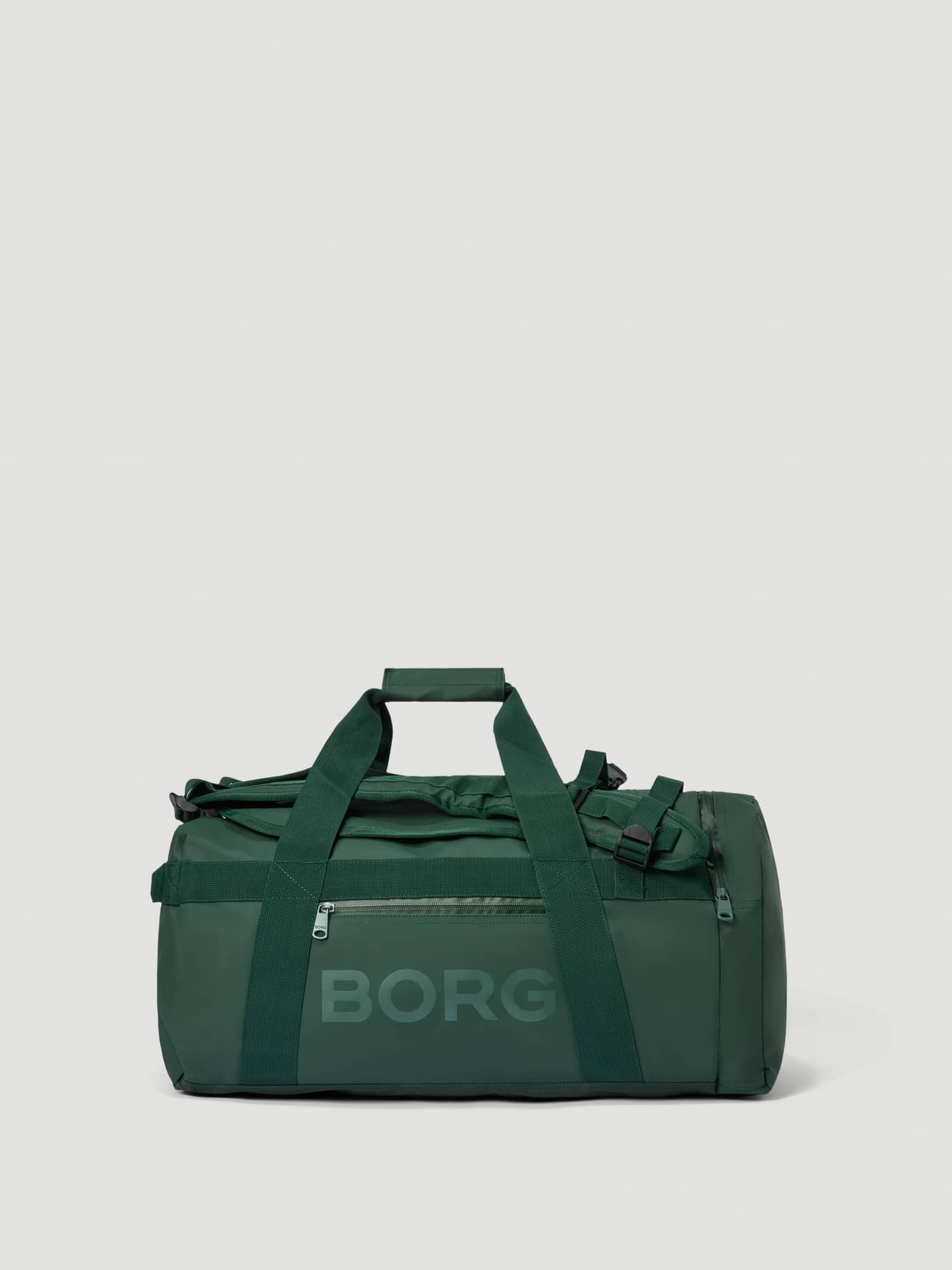 Borg Duffle Bag 35L in Mountain View (Green) with water-resistant TPE material and tonal green logo for gym and training. - Image 2