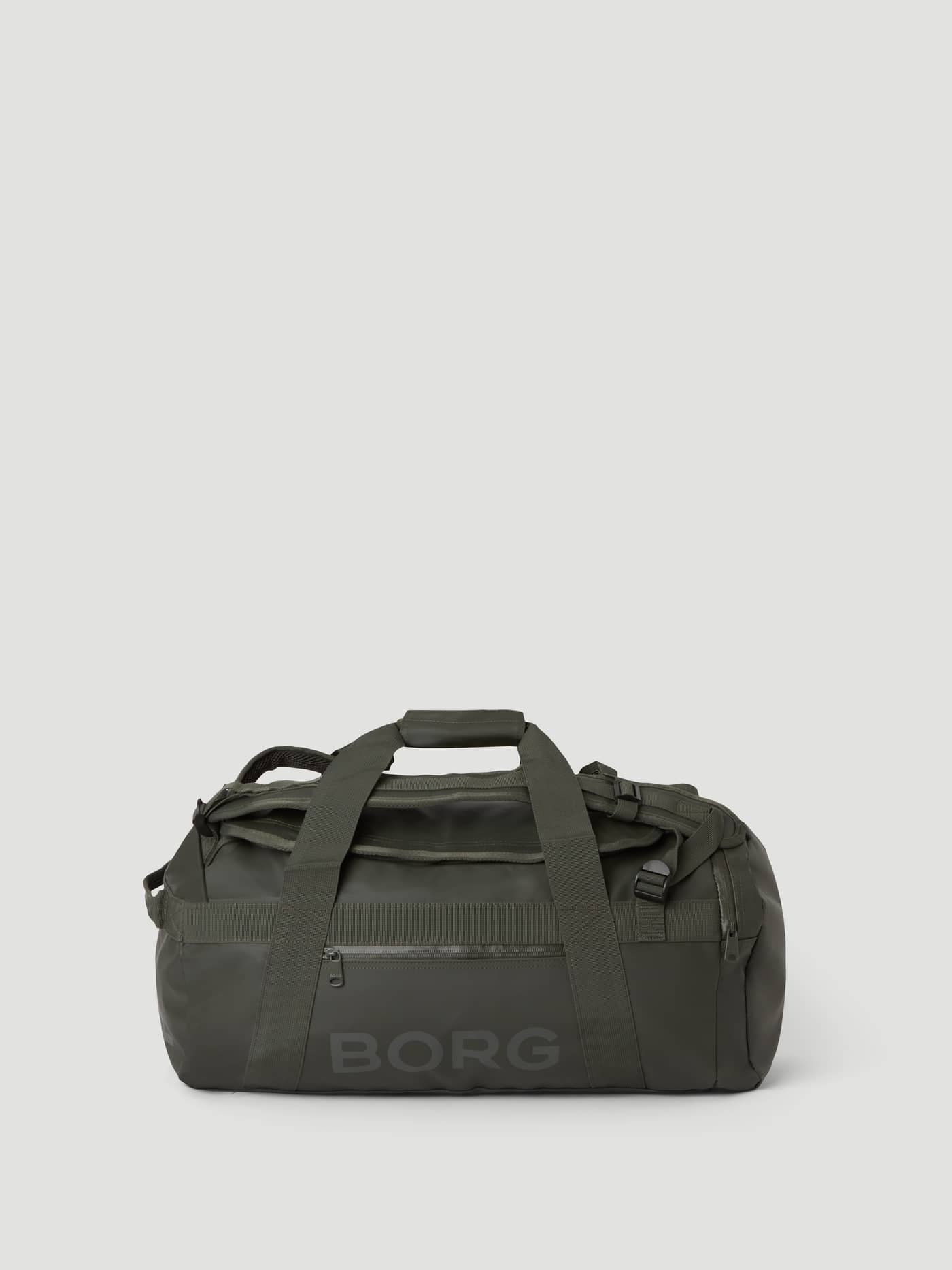 Borg Duffle Bag 35L in Forest Night (Green) featuring a tonal logo and functional water-resistant coated material. - Image 1