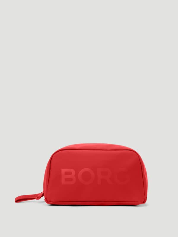 Vue de face de la trousse de toilette Borg Duffle Wash Bag Samba (Rouge) pour l'entraînement, logo ton sur ton, texture TPE.