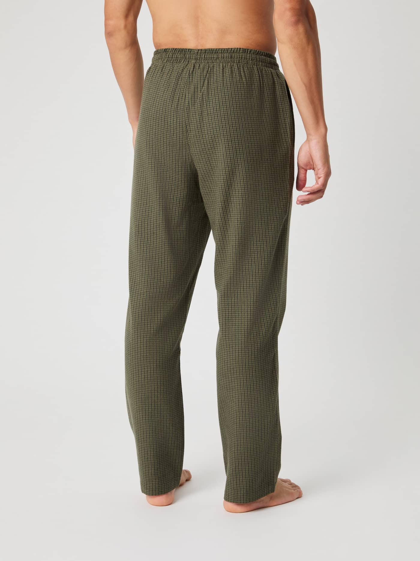 Vue de dos du Core Flannel Pyjama Pants en Mini Check 3 (Vert), pantalon en flanelle à mini carreaux stylé et confortable. - Image 3