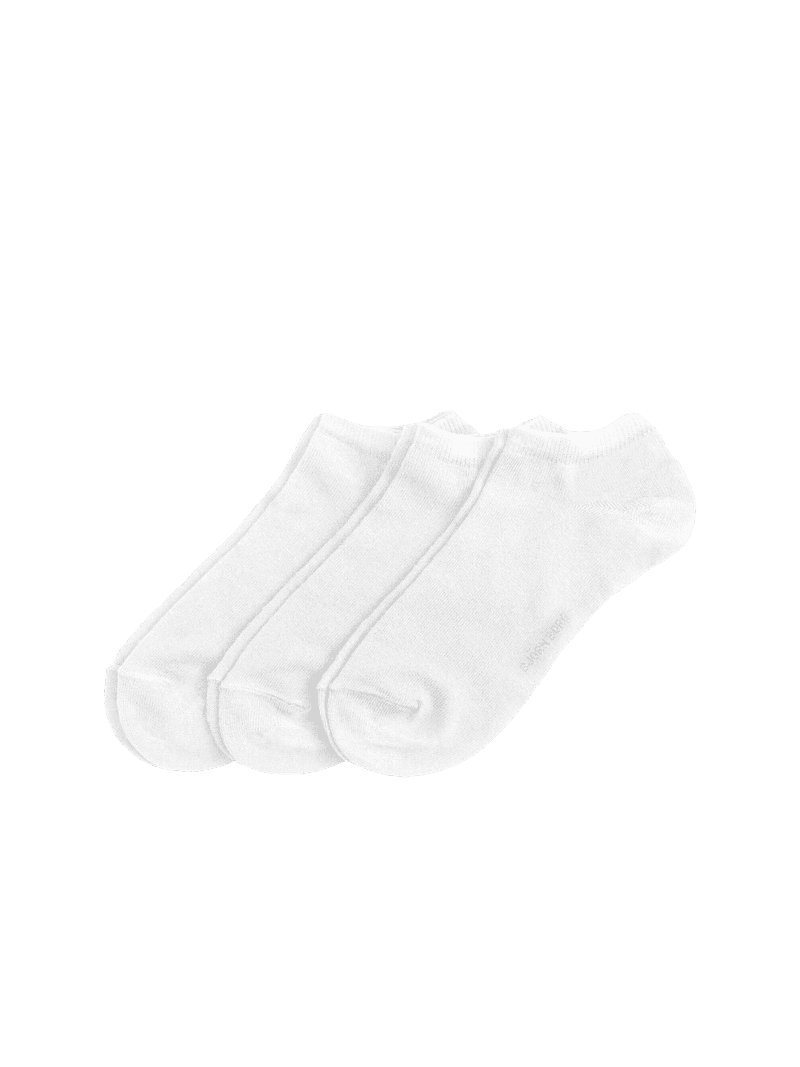 White Björn Borg Essential Ankle Socks 3-pack in a soft cotton blend featuring a low-cut design and ribbed cuffs.
