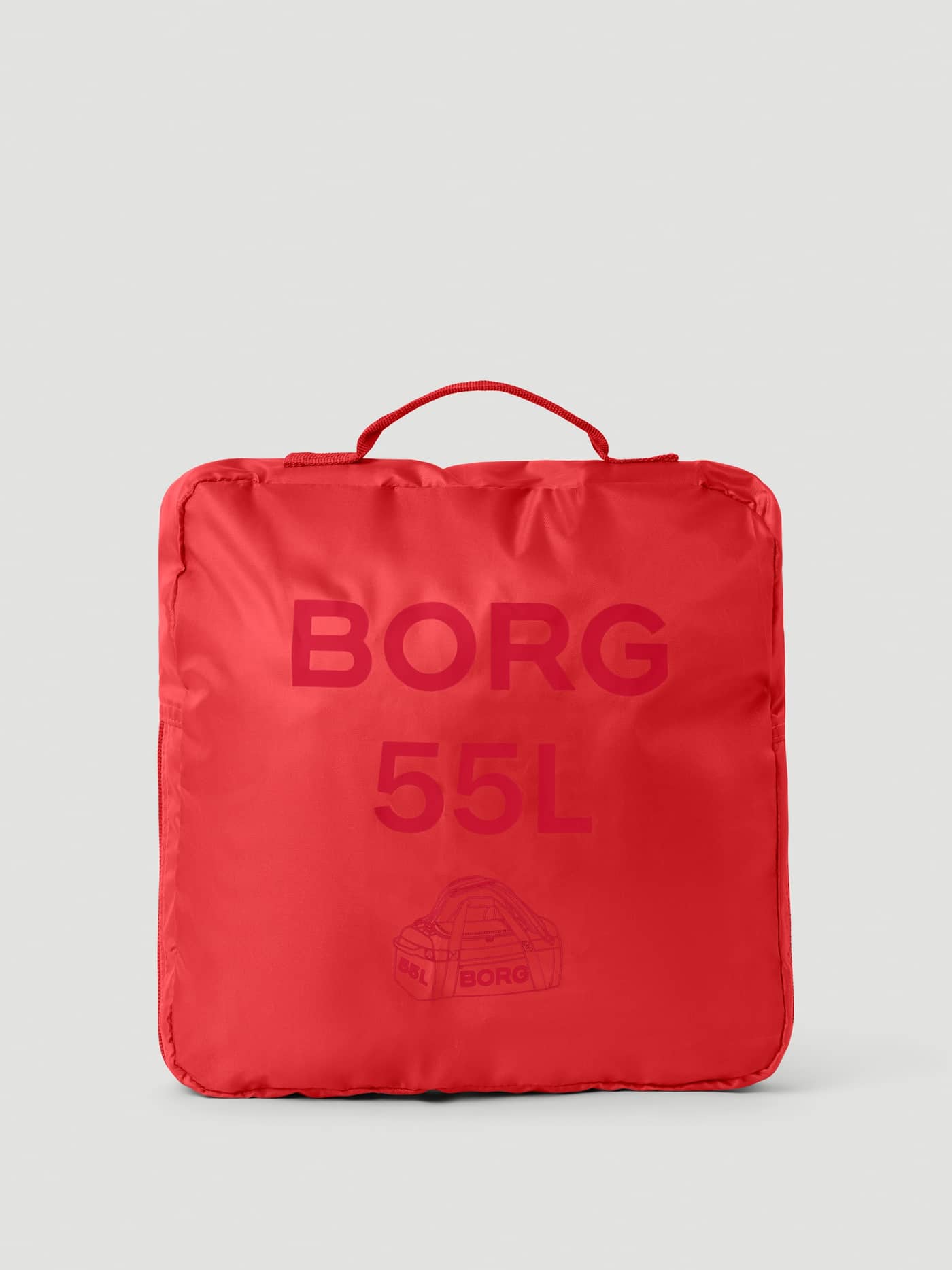 Borg Duffle Bag 55L in Samba (Rood) opgevouwen in de compacte trainingshoes van stevig TPE-materiaal. - Image 3