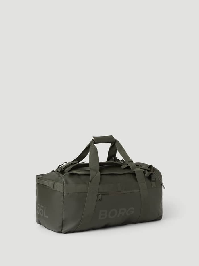 Borg Duffle Bag 55L i Forest Night (Grön) med logotyp och 55L-tryck i ett vattenavvisande coatat material. - Image 2