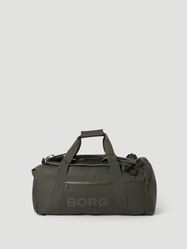 Borg Duffle Bag 55L i Forest Night (Grön) av vattenavvisande återvunnen polyester med en matchande BORG-logotyp.