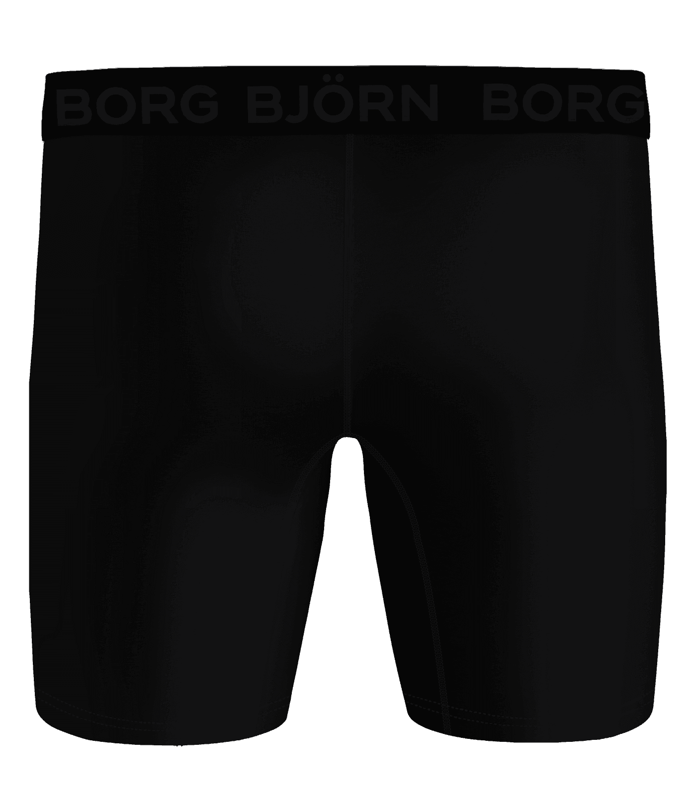 Back view of the black Sports Boxers Long Leg, moisture-wicking training boxer briefs with a logo waistband. - Image 3