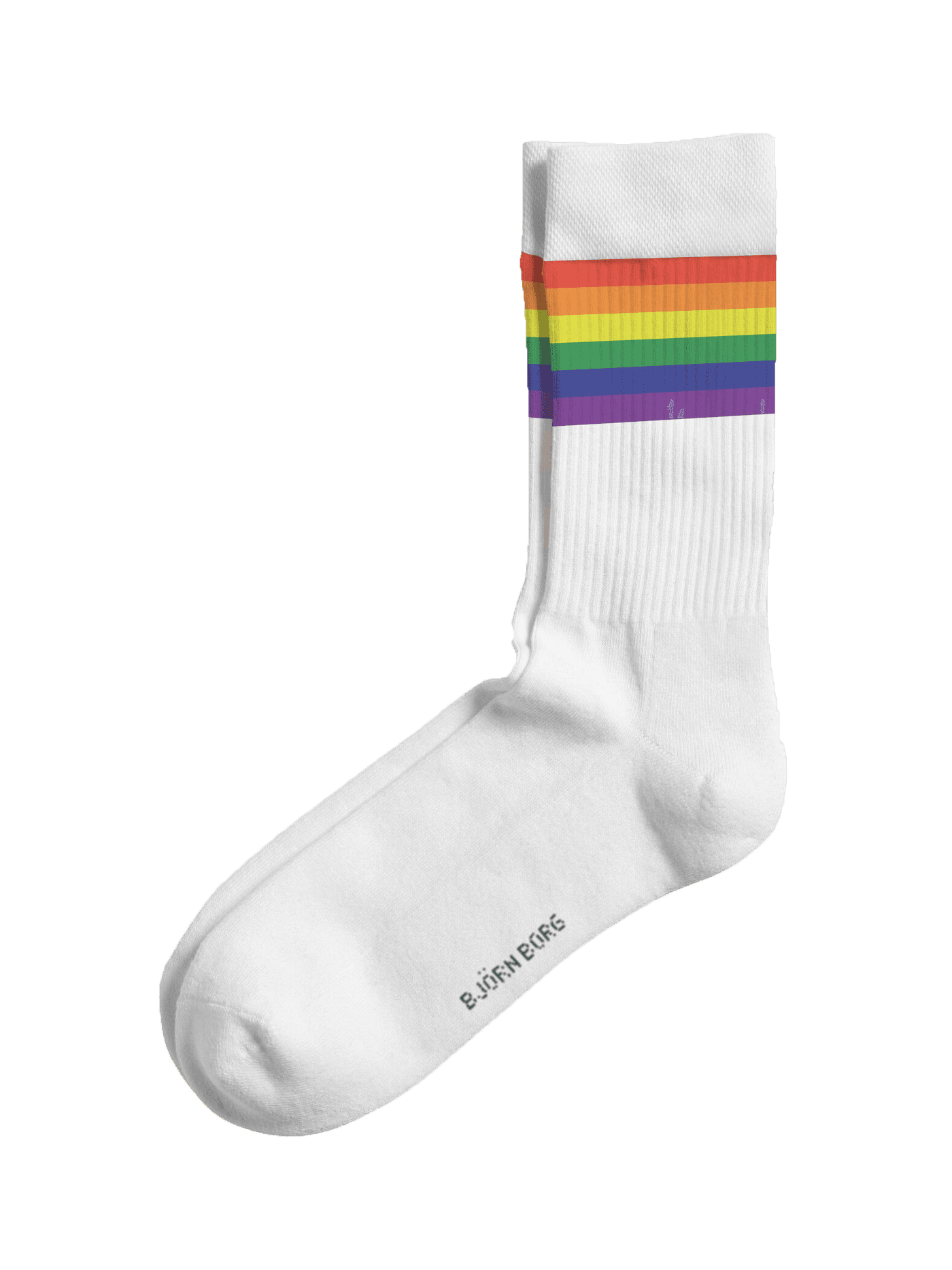 Core Crew Socks 3-pack i Hvid med regnbuestribe, ribbet top og logo i en blød bomuldsblanding. - Image 2