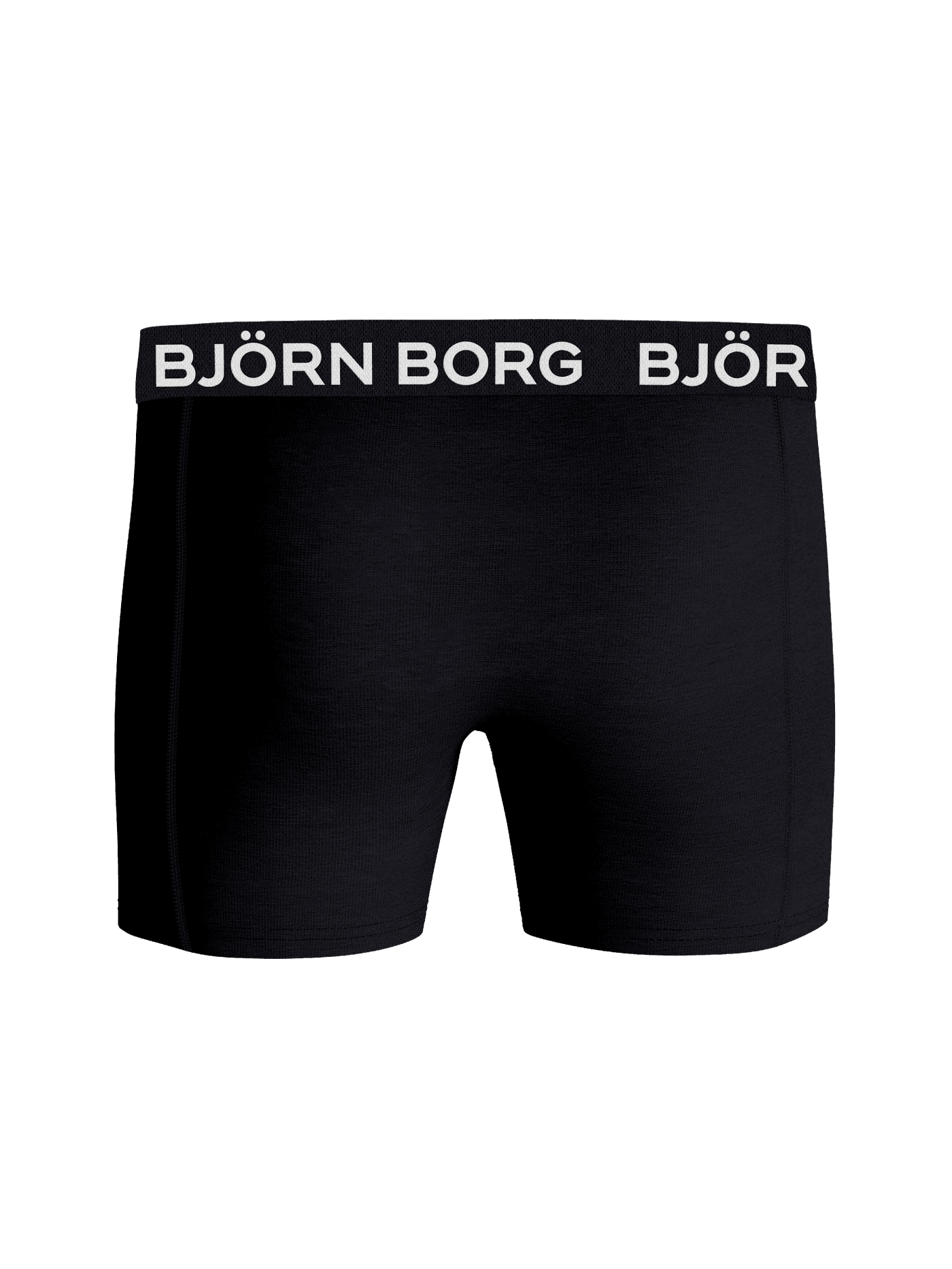 Front view of the black Björn Borg Cotton Stretch Boxer 5-pack, soft cotton boxer briefs with a white logo waistband. - Image 3