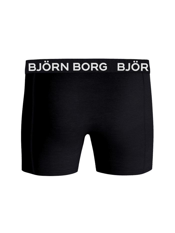 Vue de face du Cotton Stretch Boxer 5-pack noir en coton doux avec une ceinture à logo blanc. - Image 3