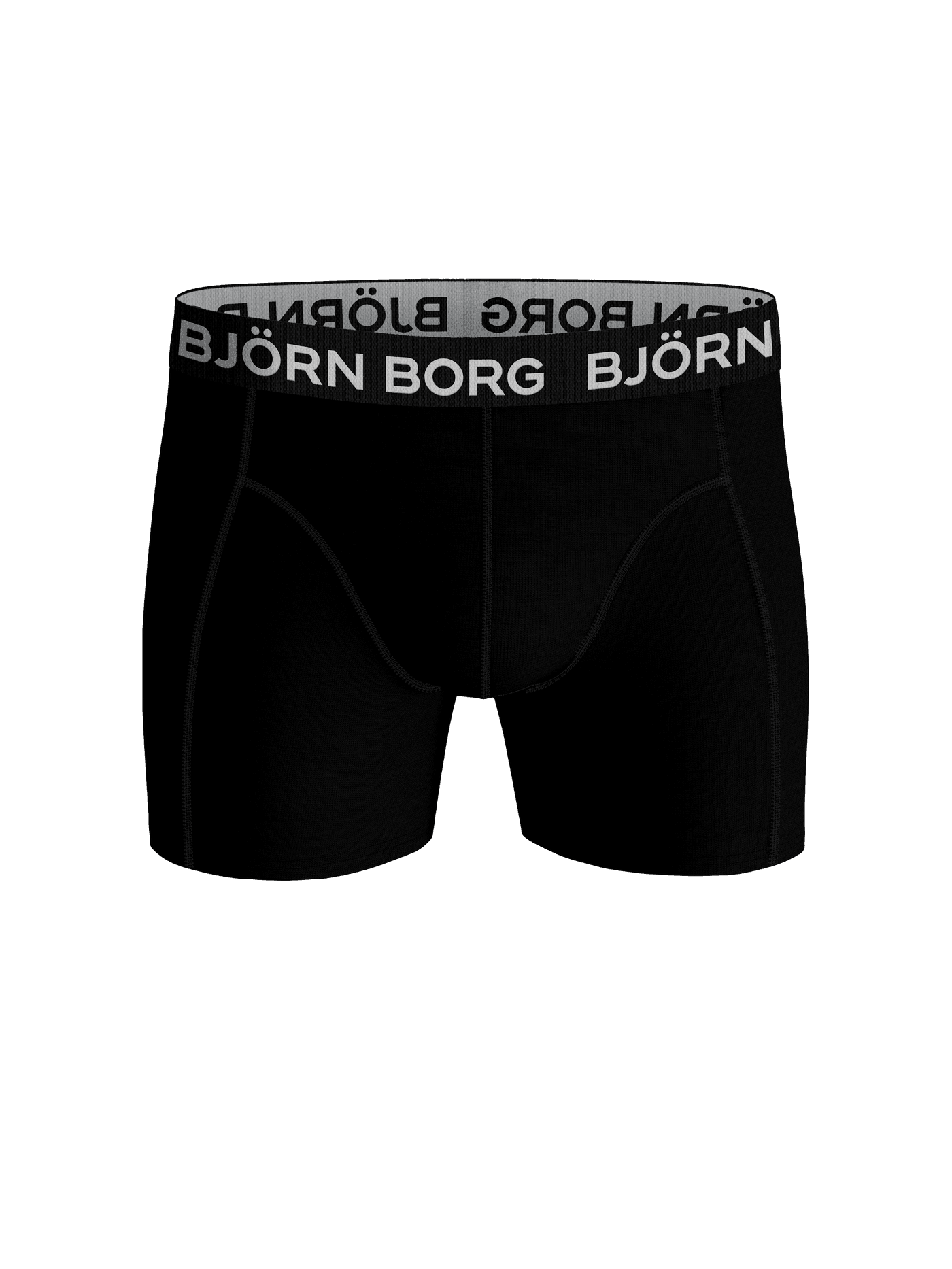 Front view of the black Cotton Stretch Boxer 5-pack, featuring a soft cotton stretch fit and a grey logo waistband. - Image 2
