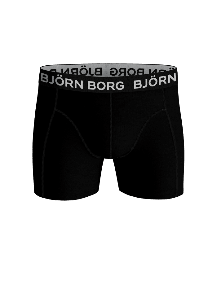 Vue de face du Cotton Stretch Boxer 5-pack Noir en coton extensible avec une ceinture à logo gris. - Image 2