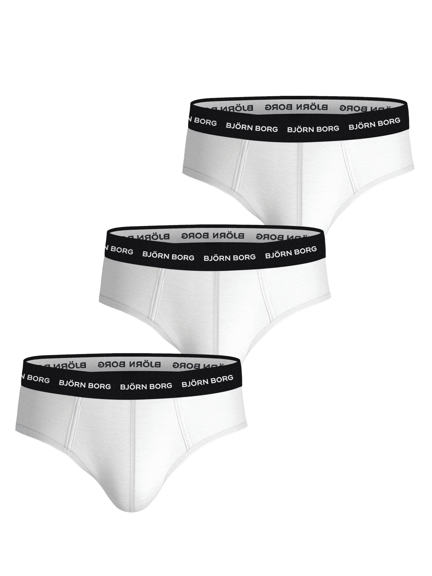 Front view of the Cotton Stretch Brief 3-pack in White, featuring a soft cotton stretch fabric and logo waistband. - Image 1