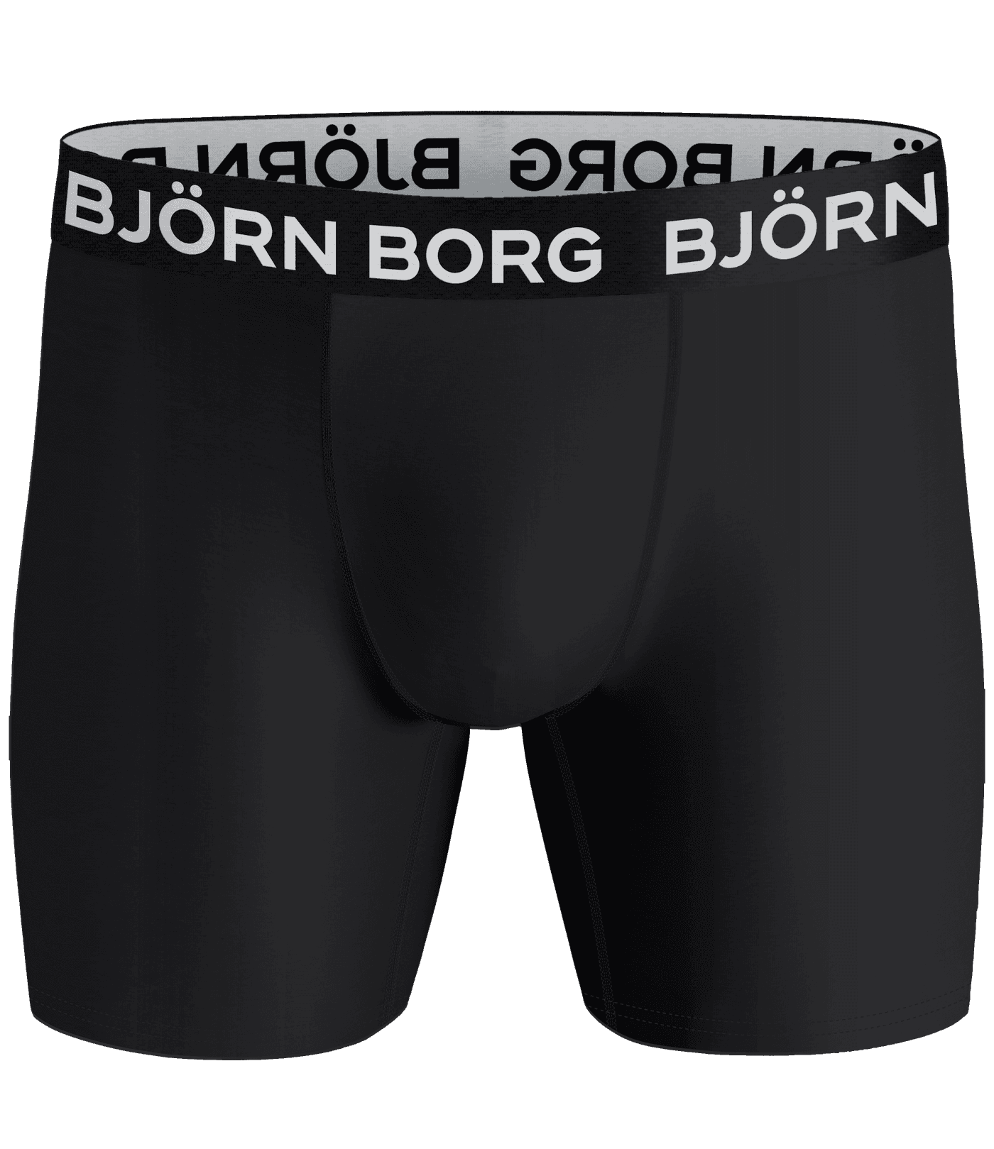 Front view of the black Sports Boxer 3-pack training boxer briefs featuring a white Björn Borg logo waistband. - Image 2