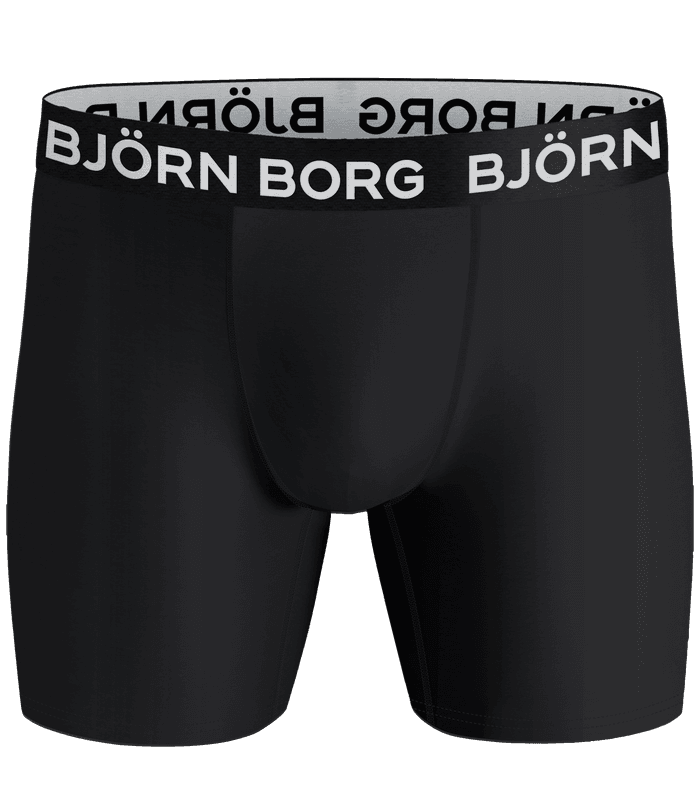 Vue de face du Sports Boxer 3-pack noir pour l'entraînement avec ceinture à logo Björn Borg blanc. - Image 2