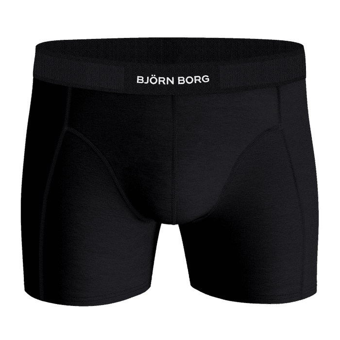 Vue de face du Premium Cotton Stretch Boxer 2-pack noir en coton bio avec ceinture à logo blanc. - Image 4
