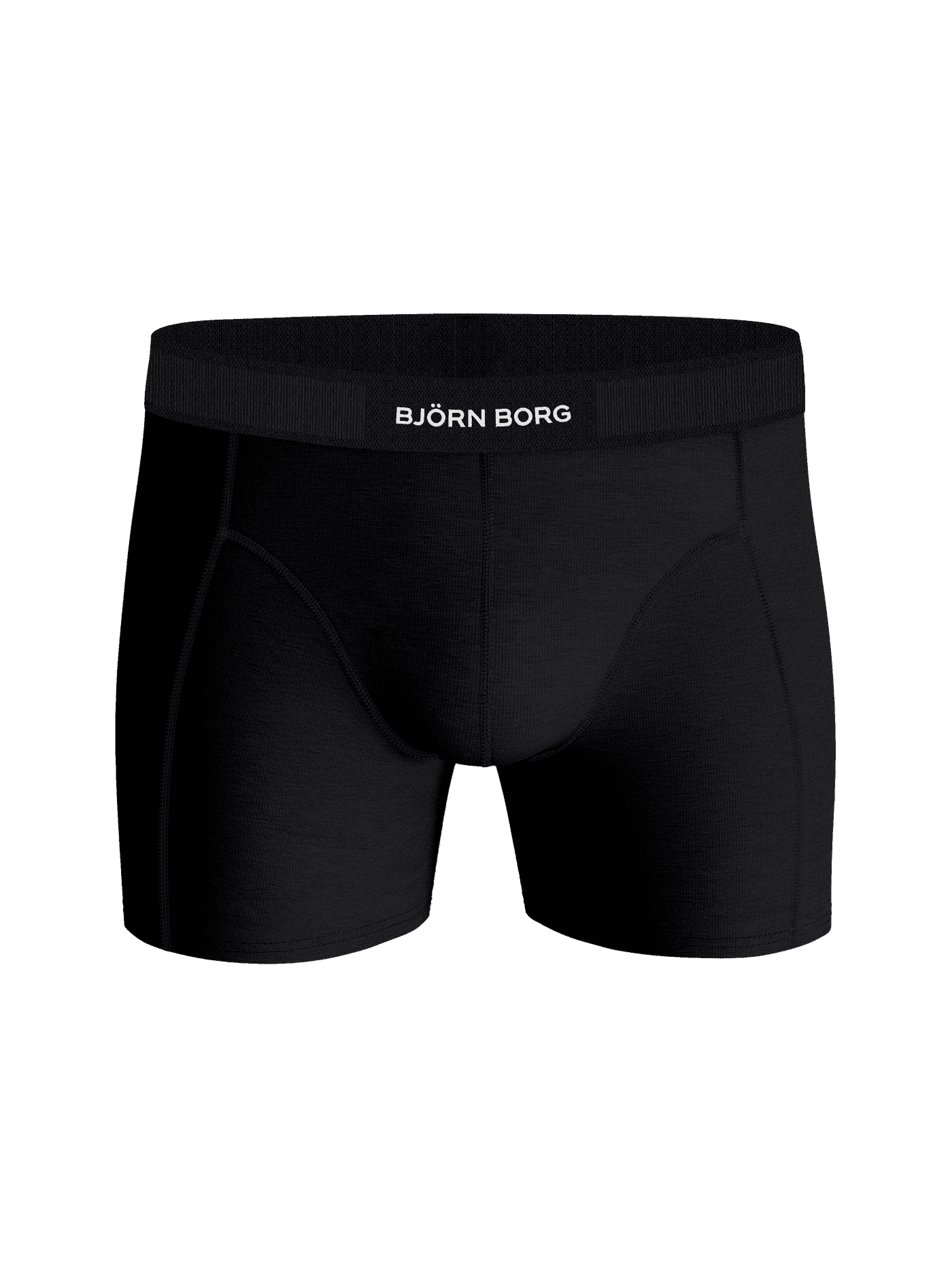 Front view of the black Premium Cotton Stretch Boxer 2-pack in soft cotton stretch with a white logo waistband. - Image 2