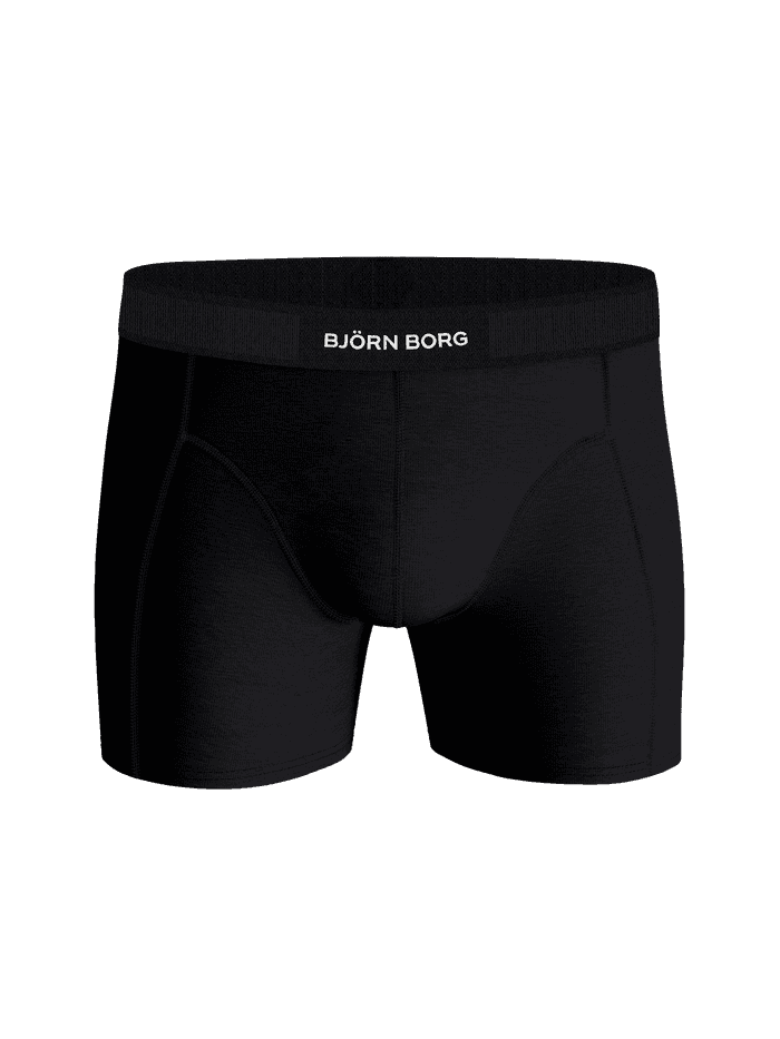 Vue de face du Premium Cotton Stretch Boxer 2-pack noir en coton extensible doux avec ceinture à logo blanc. - Image 2