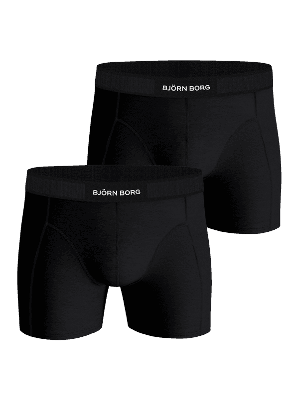 Premium Cotton Stretch Boxer 2-pack i Sort set forfra med bomuldsstretch i høj kvalitet og hvidt logo på linningen.