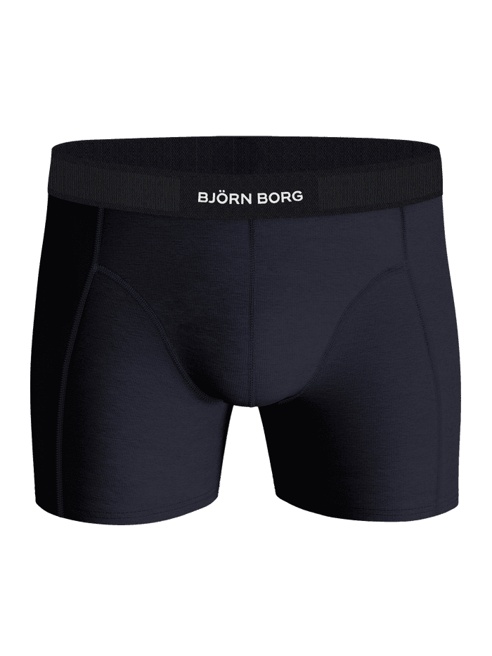 Vue de face du Premium Cotton Stretch Boxer 2-pack bleu marine et noir pour homme en coton avec logo blanc. - Image 4