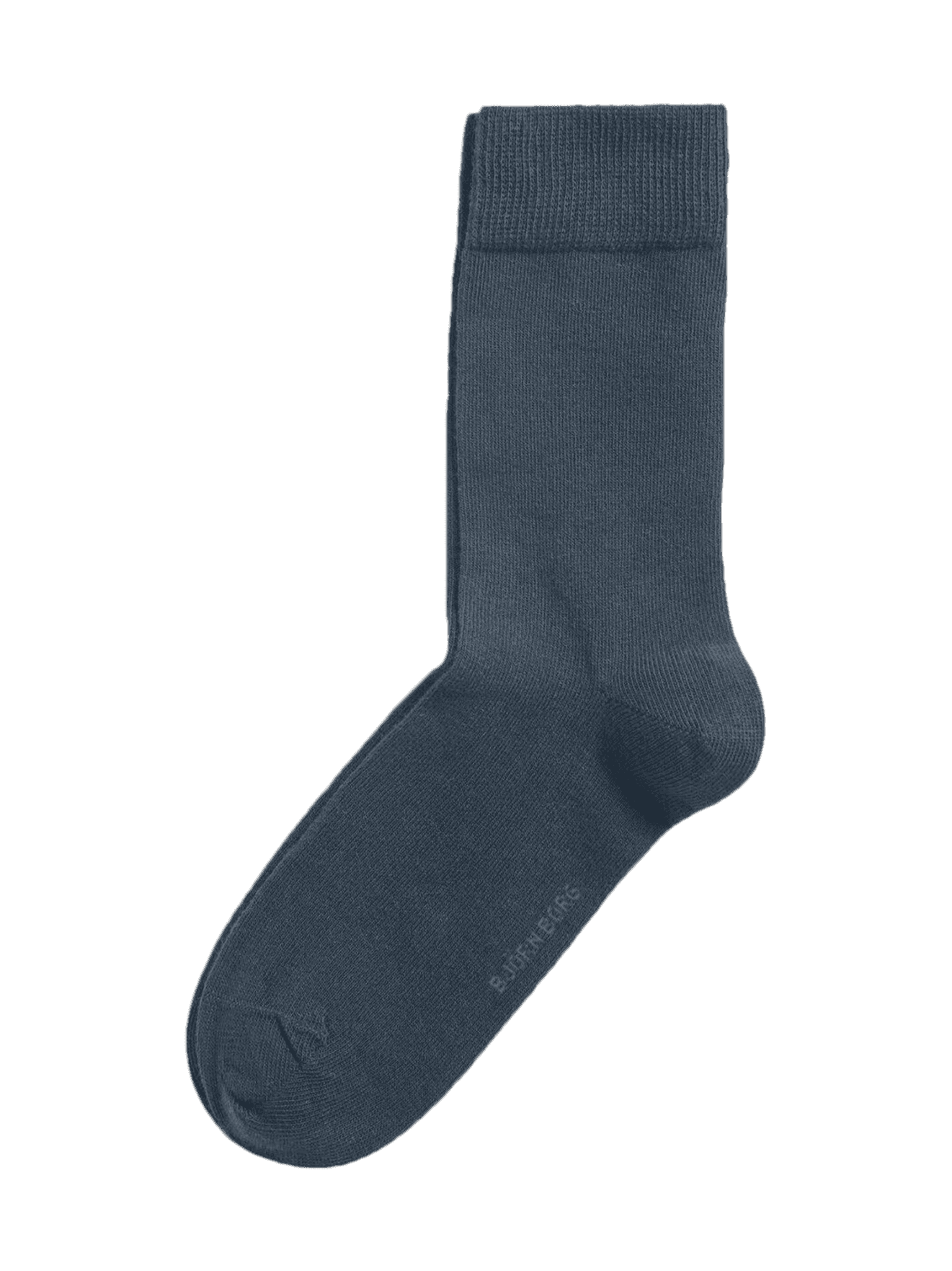 Profile view of a navy sock from the Björn Borg Essential Socks 10-pack, featuring a ribbed cuff and soft cotton blend. - Image 3