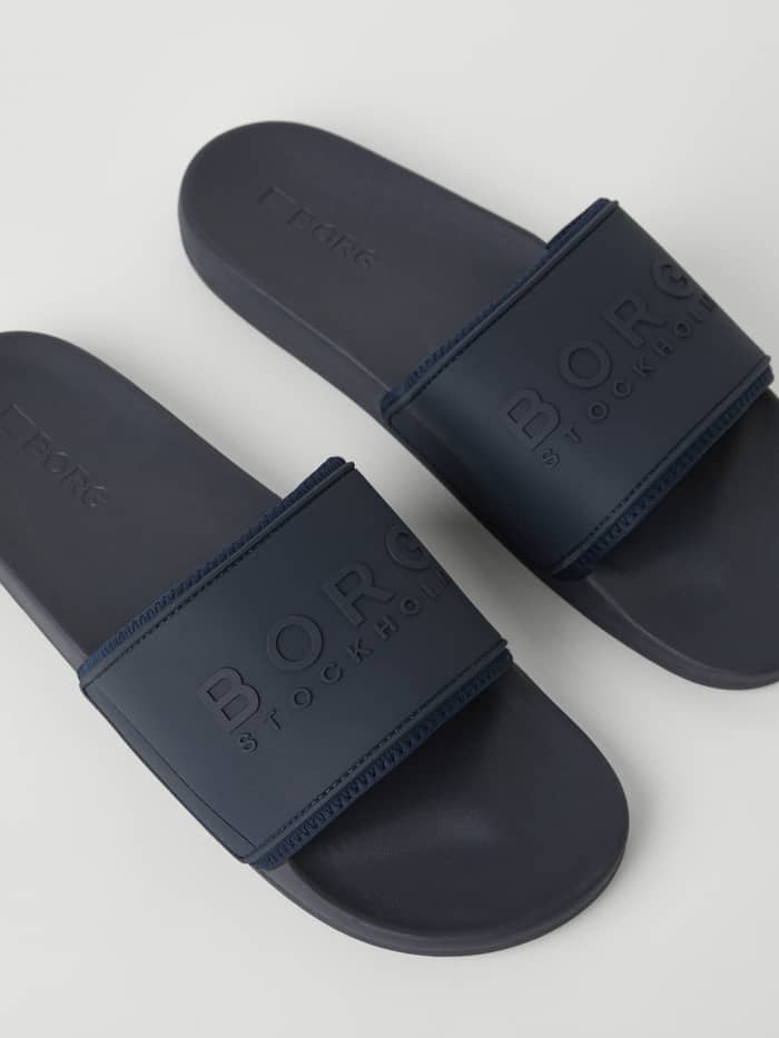 Men’s Sandal Romeo Logo in Navy badslippers met een TPU-band, navy logo en EVA-buitenzool voor stijl en functie. - Image 2