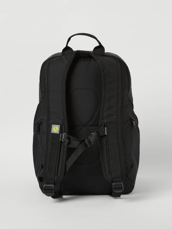 Back view of the Björn Borg Core Curve Backpack 27L in BLACK BEAUTY (Black) with padded shoulder and chest straps. - Image 3