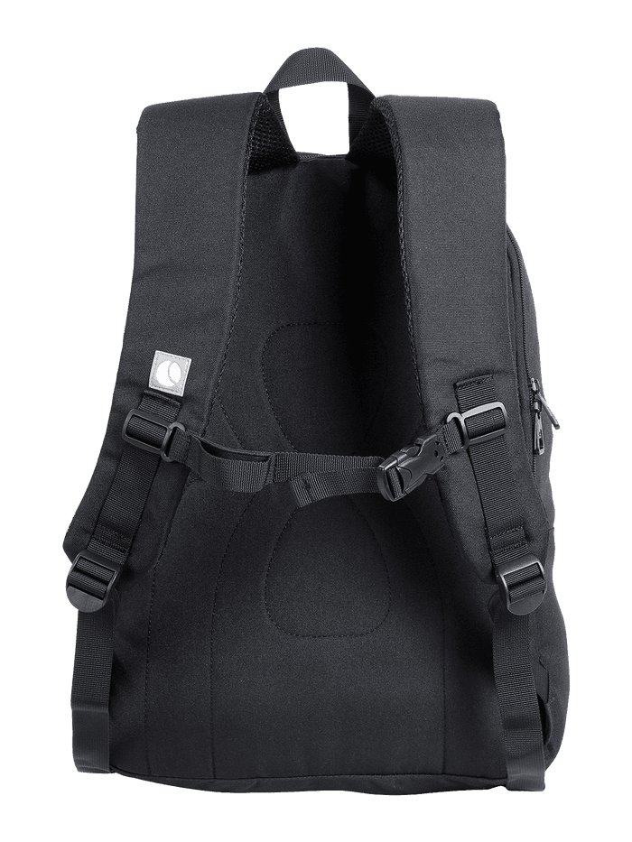 Rear view of the Core Iconic Backpack 25L in Black Beauty (Black) featuring padded straps and an adjustable chest strap. - Image 4