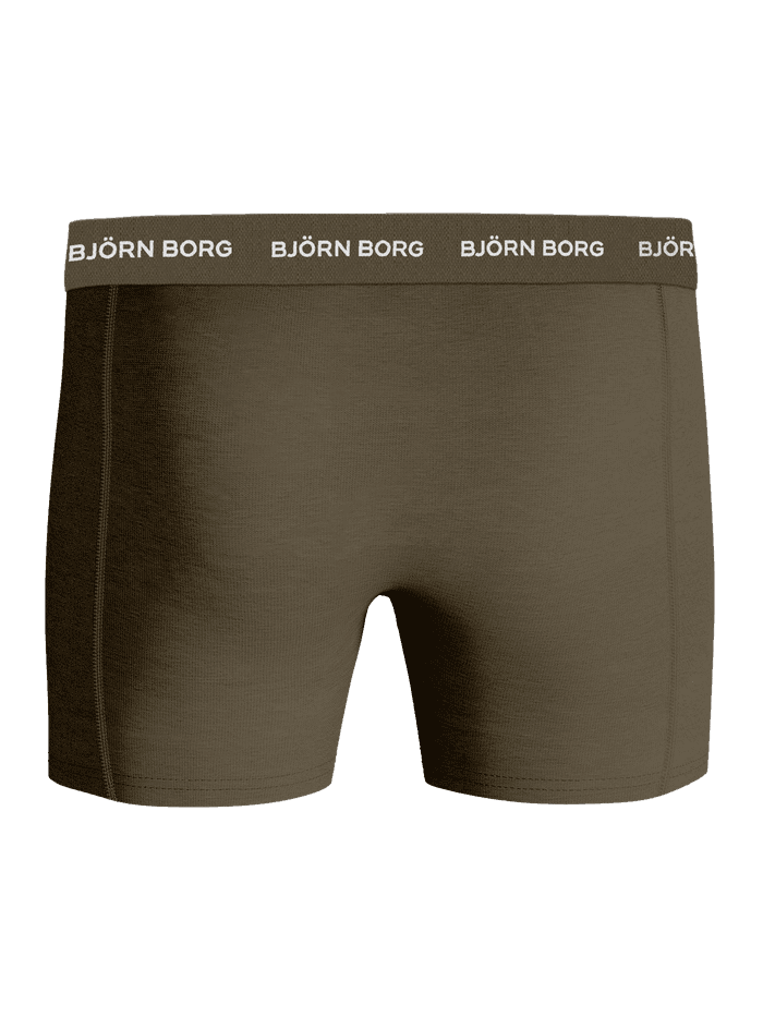 Vue arrière du Cotton Stretch Boxer 5-pack vert en coton extensible avec ceinture à logo blanc fonctionnelle. - Image 3