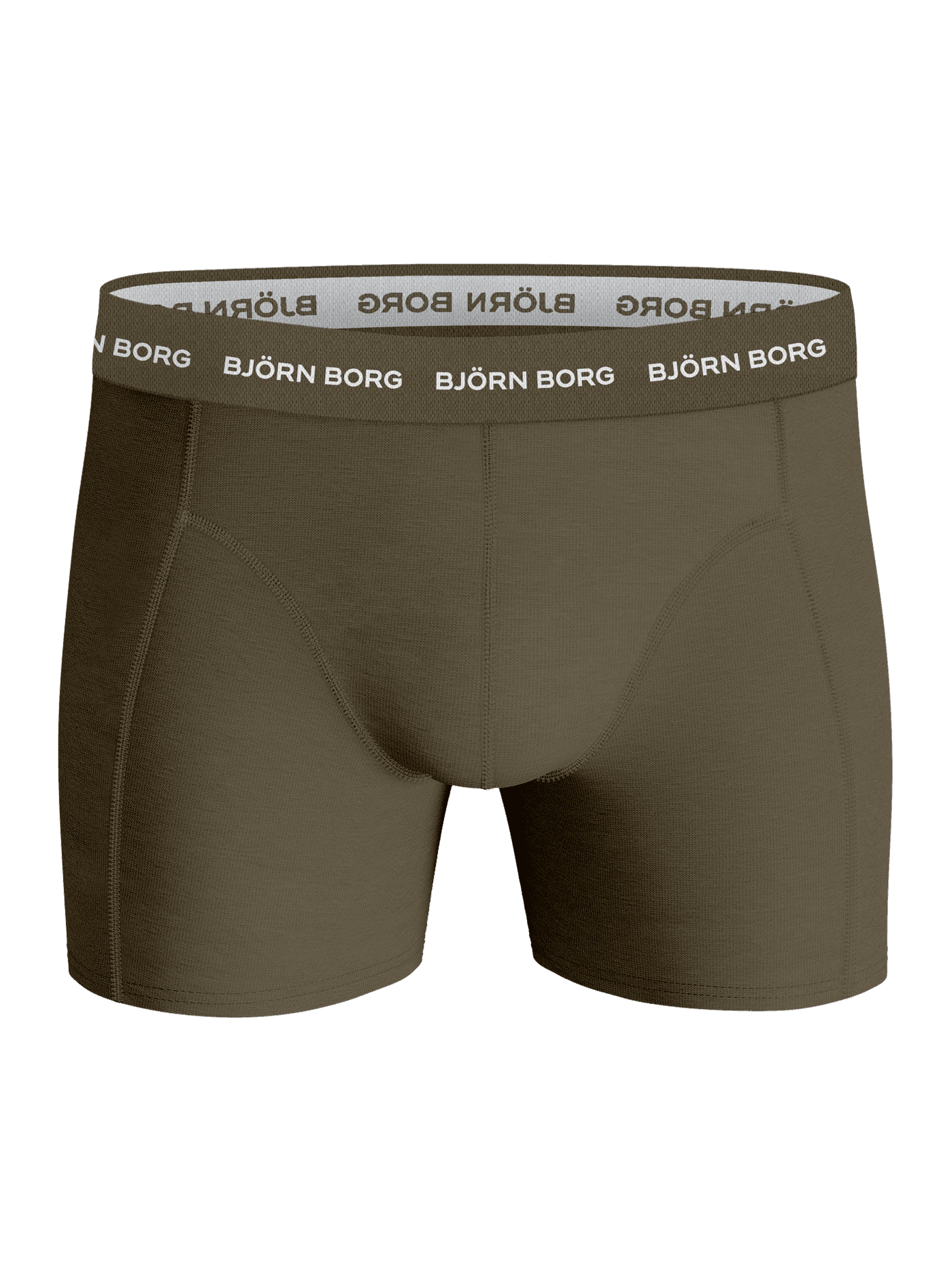 Front view of the green Cotton Stretch Boxer 5-pack, with soft cotton stretch fabric and a white microfibre logo waistband. - Image 2