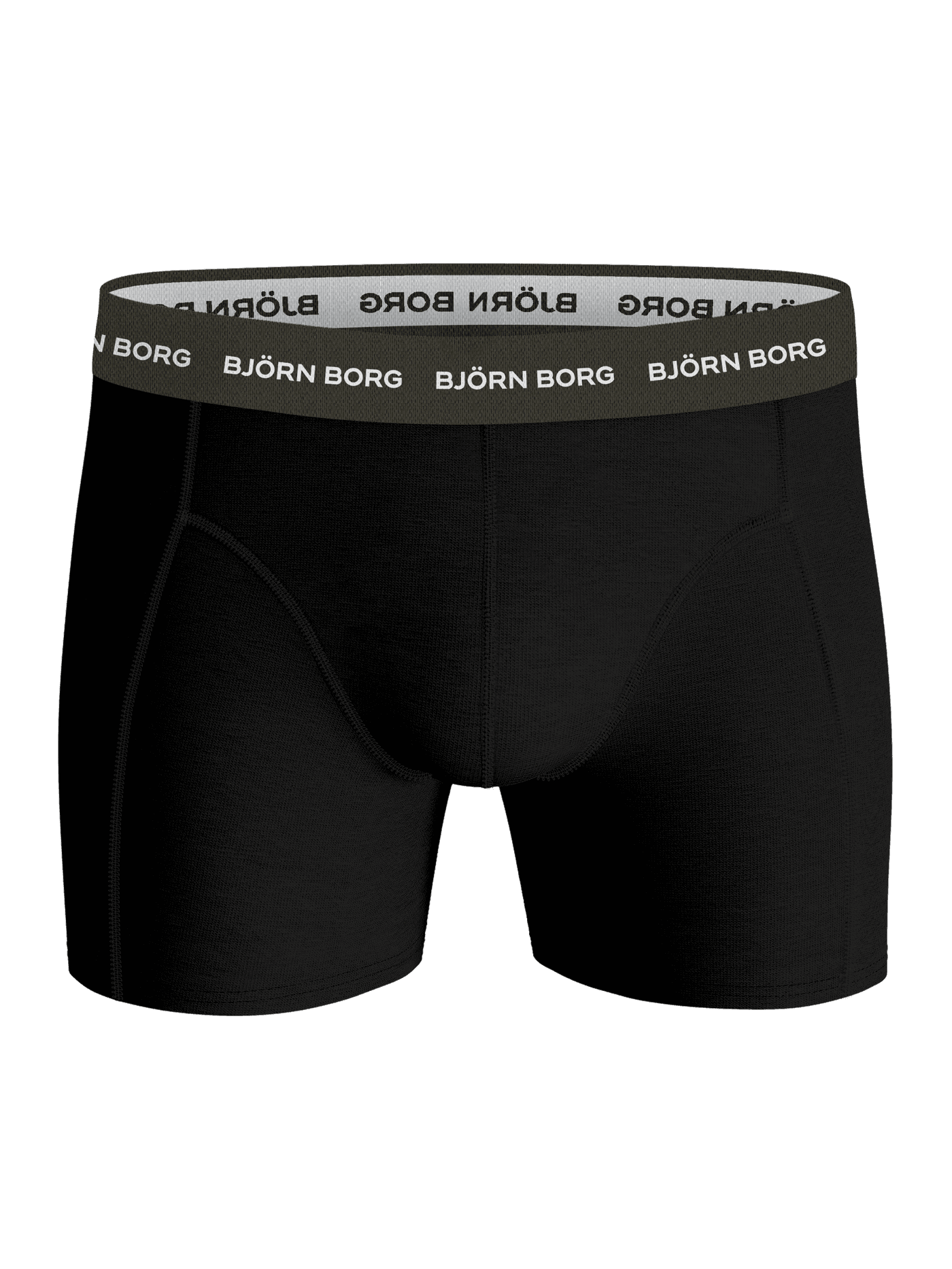 Front view of the black Cotton Stretch Boxer 5-pack for men featuring a green logo waistband and a functional fit. - Image 7