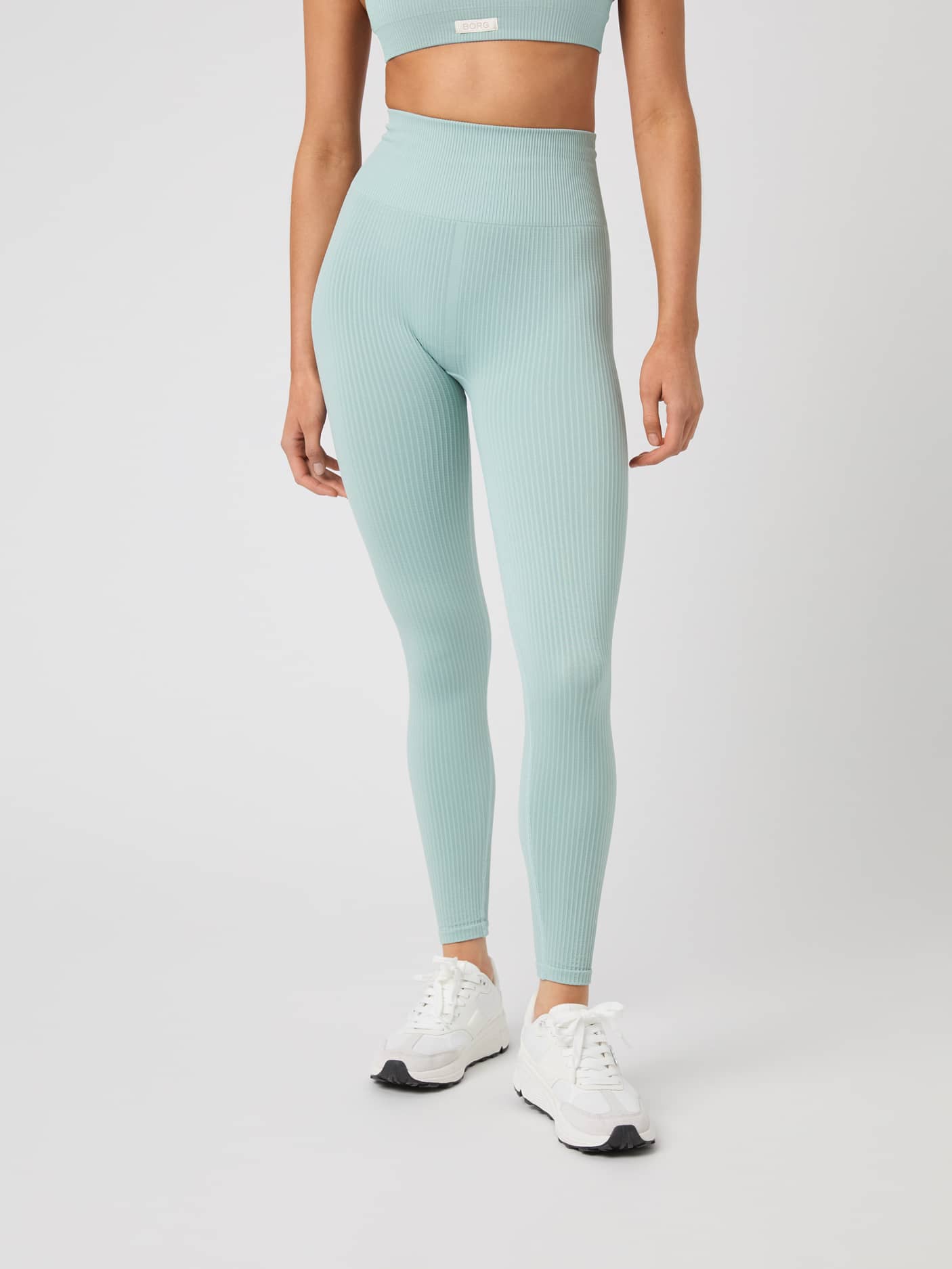 Björn Borg - Studio Seamless Rib Tights Gray Mist Dames - Image 1