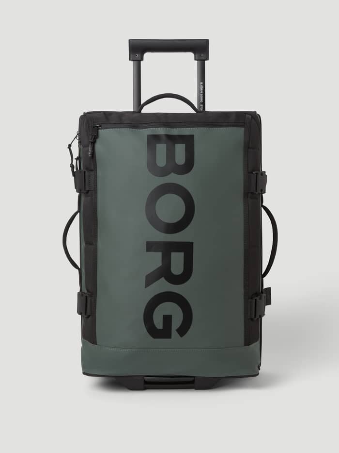 Borg Travel Trolley S - 46L in Mountain View (Groen) met een zwart logo en TPE-gecoat materiaal in vooraanzicht. - Image 2