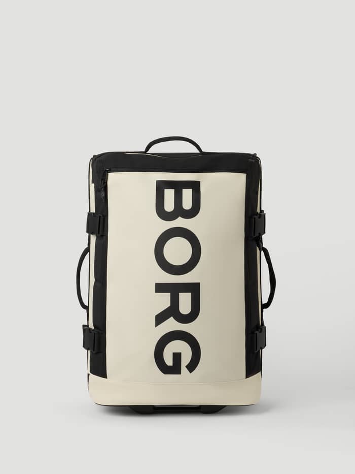 Borg Travel Trolley S - 46L in Bone White (Wit) met een groot zwart logo van stevig TPE-gecoat materiaal. - Image 2