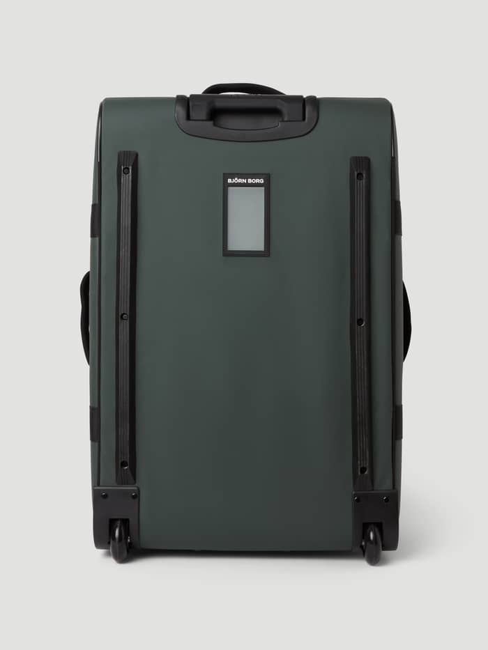 Borg Travel Trolley L - 80L in Mountain View (Groen) van TPE-gecoat polyester met rails en wielen in achteraanzicht. - Image 3