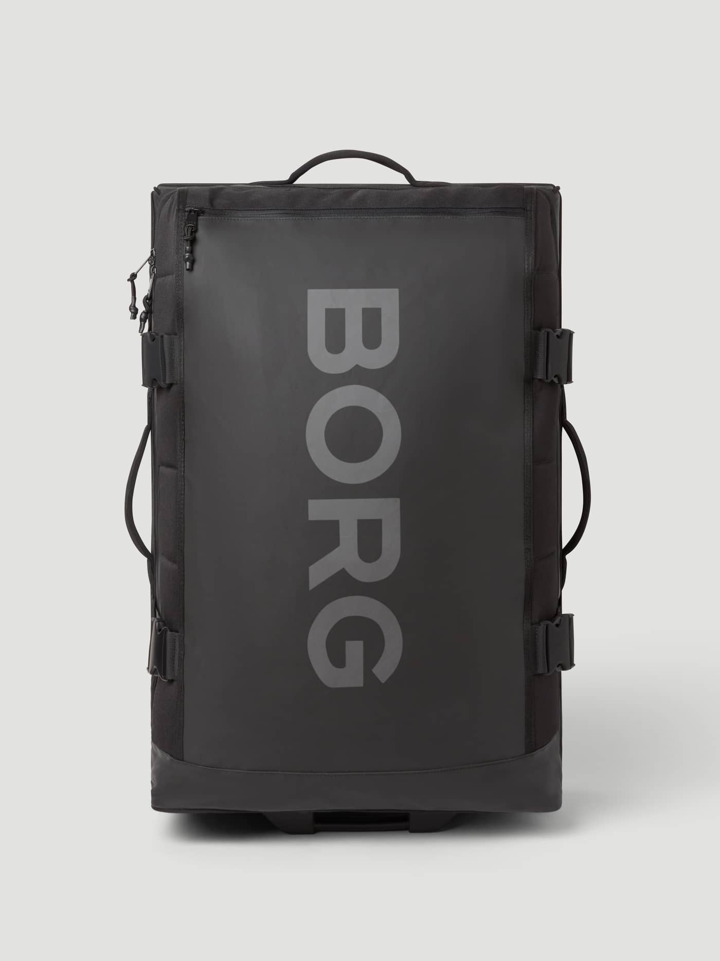 Front view of the Borg Travel Trolley L - 80L in Black Beauty (Black) featuring a large grey logo. - Image 2