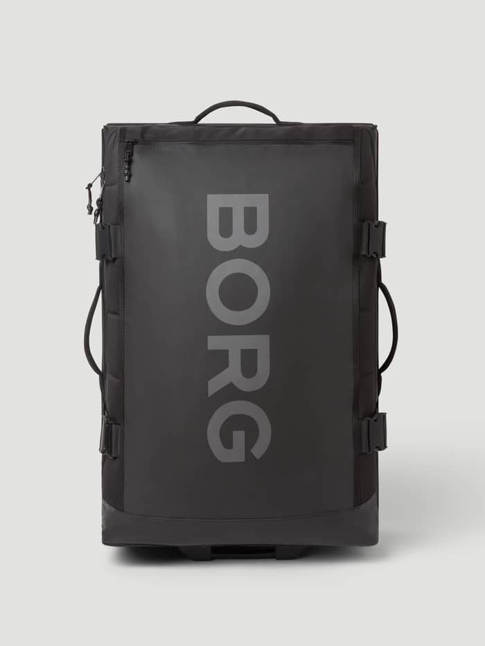 Vooraanzicht van de Borg Travel Trolley L - 80L in Black Beauty (Zwart) met een groot grijs logo. - Image 2