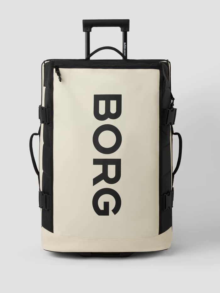 Borg Travel Trolley L - 80L in Bone White (Wit) met een groot verticaal zwart logo en zijhandvatten in vooraanzicht. - Image 2