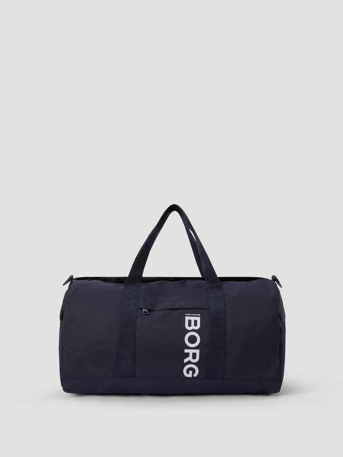 Front view of the Björn Borg Core Sports Bag 31L in Night sky (Navy) with a white BORG logo for training and gym.