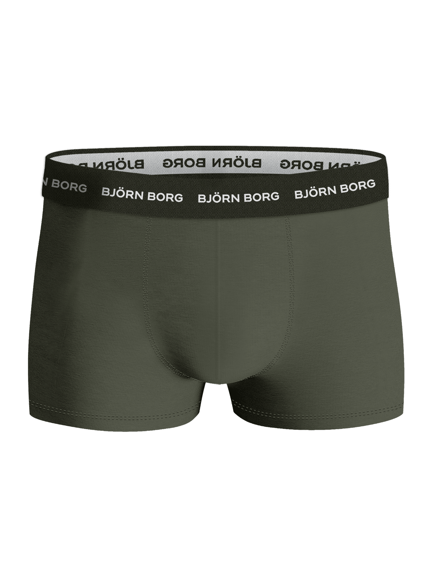 Gröna Björn Borg Cotton Stretch Trunk 3-pack i frontvy med ett mjukt logoresår i mikrofiber. - Image 2