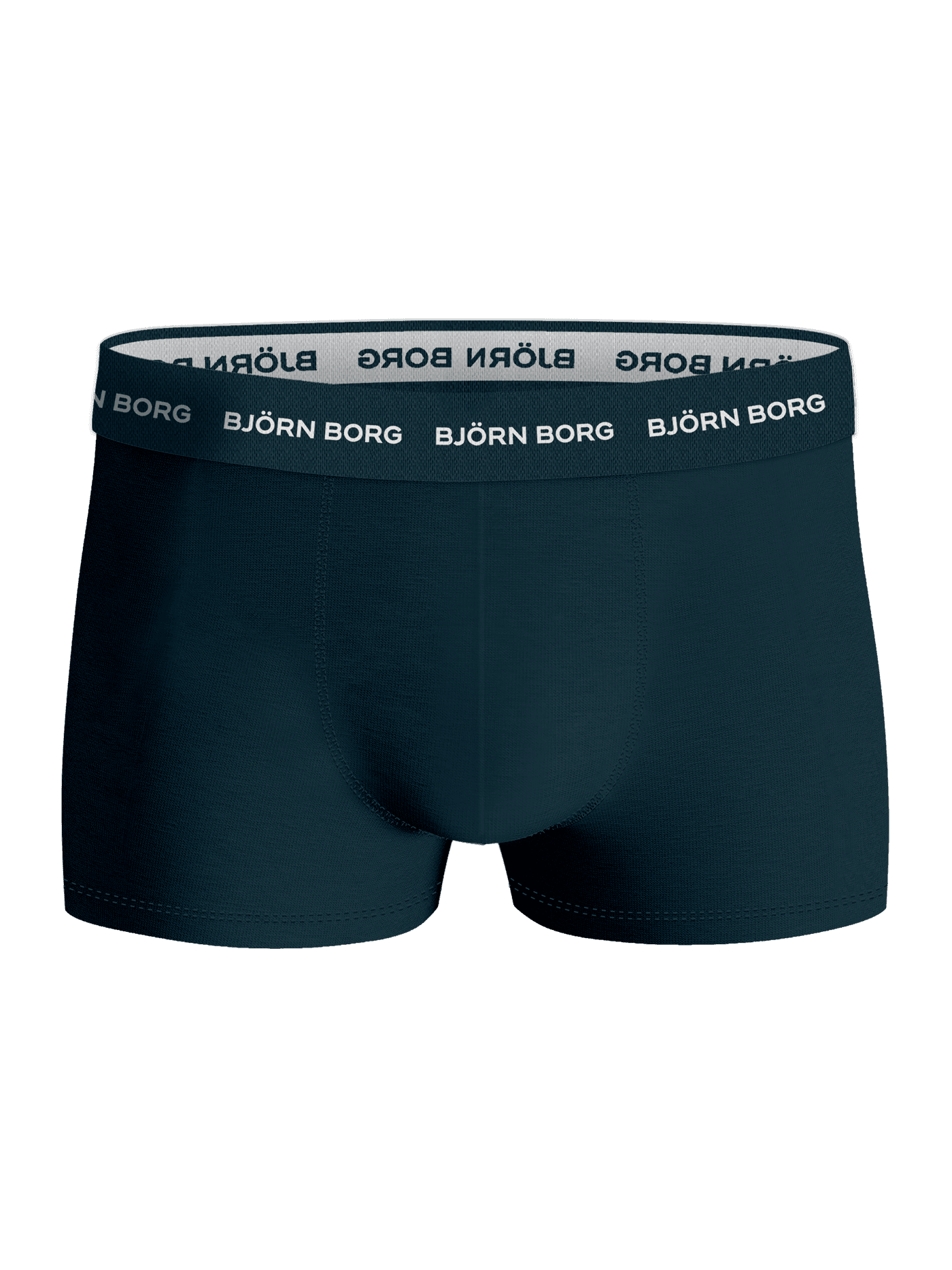 Mörkgröna Cotton Stretch Trunk 3-pack i mjuk bomull sedda framifrån med vit Björn Borg-logotyp på resåret i mikrofiber. - Image 5