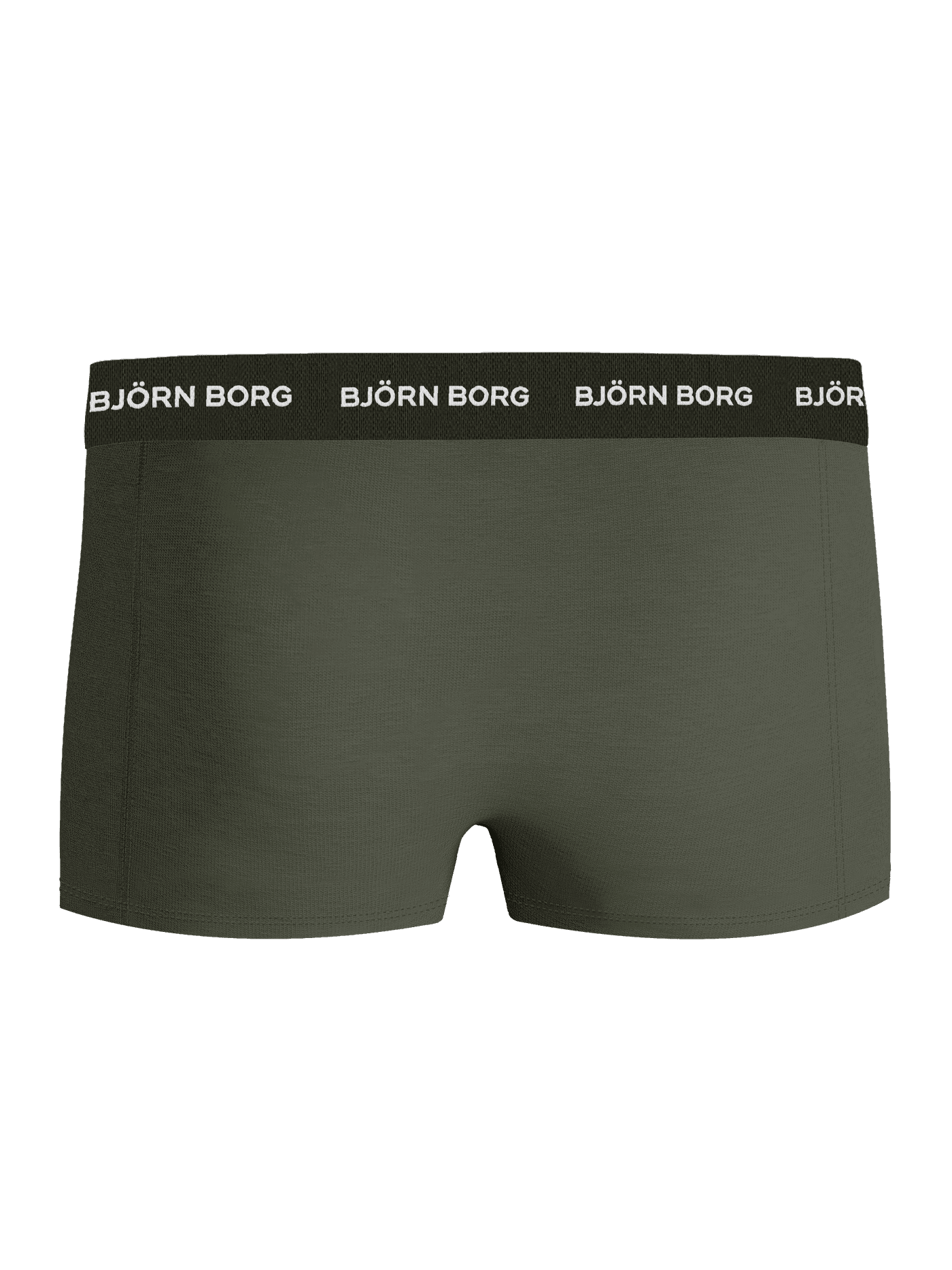 Baksidan av gröna Cotton Stretch Trunk 3-pack med ett mjukt logoresår i mikrofiber för en perfekt passform. - Image 3