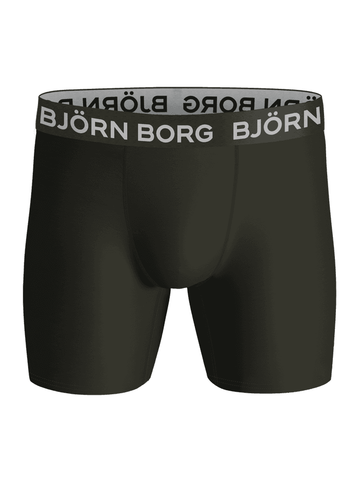 Vue de face du Sports Boxer 3-pack vert en polyester pour l'entraînement avec logo gris. - Image 2