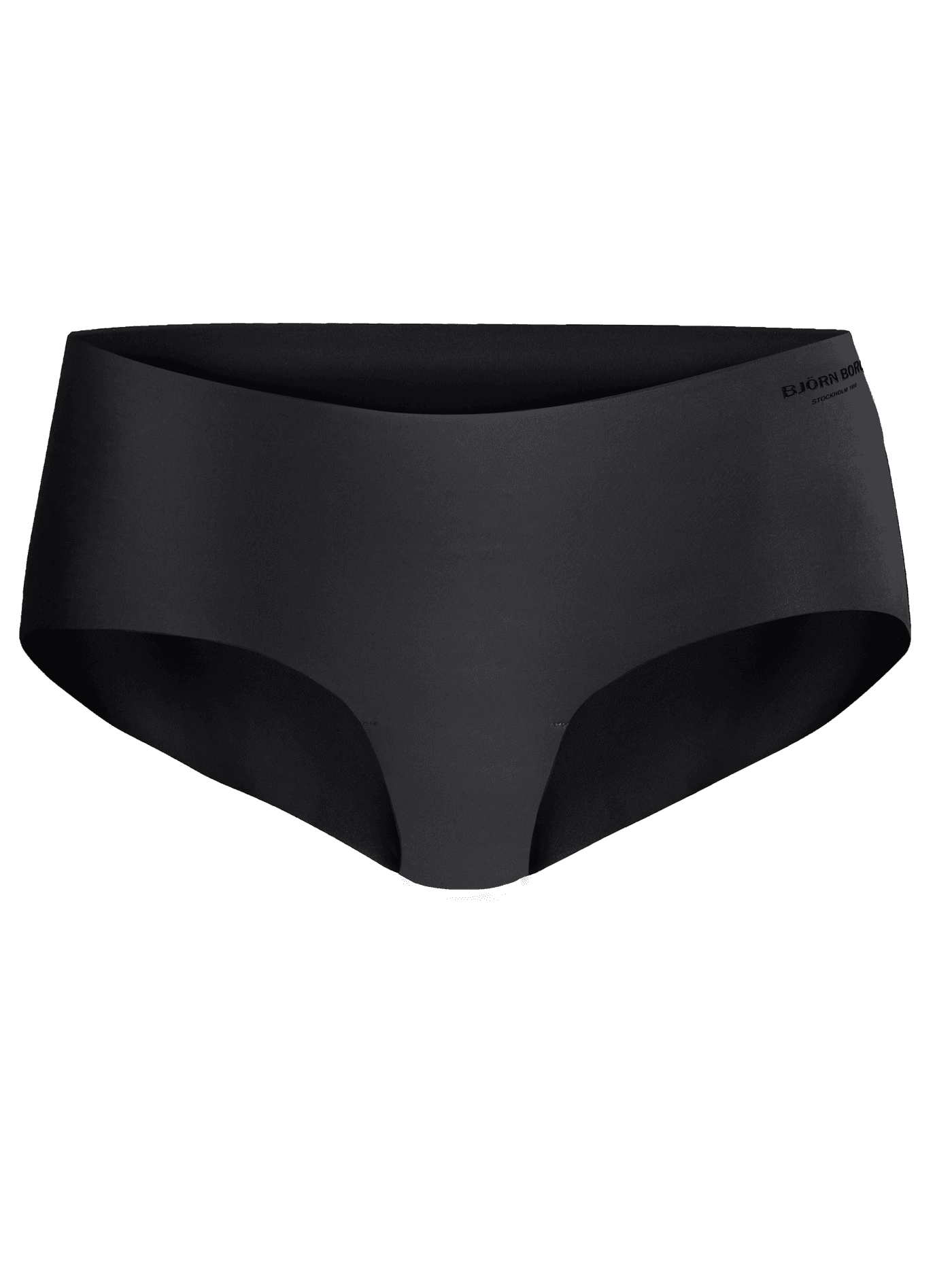 Front view of the black Björn Borg Performance Hipster 3-pack in microfibre with laser-cut edges and black logo for training. - Image 4