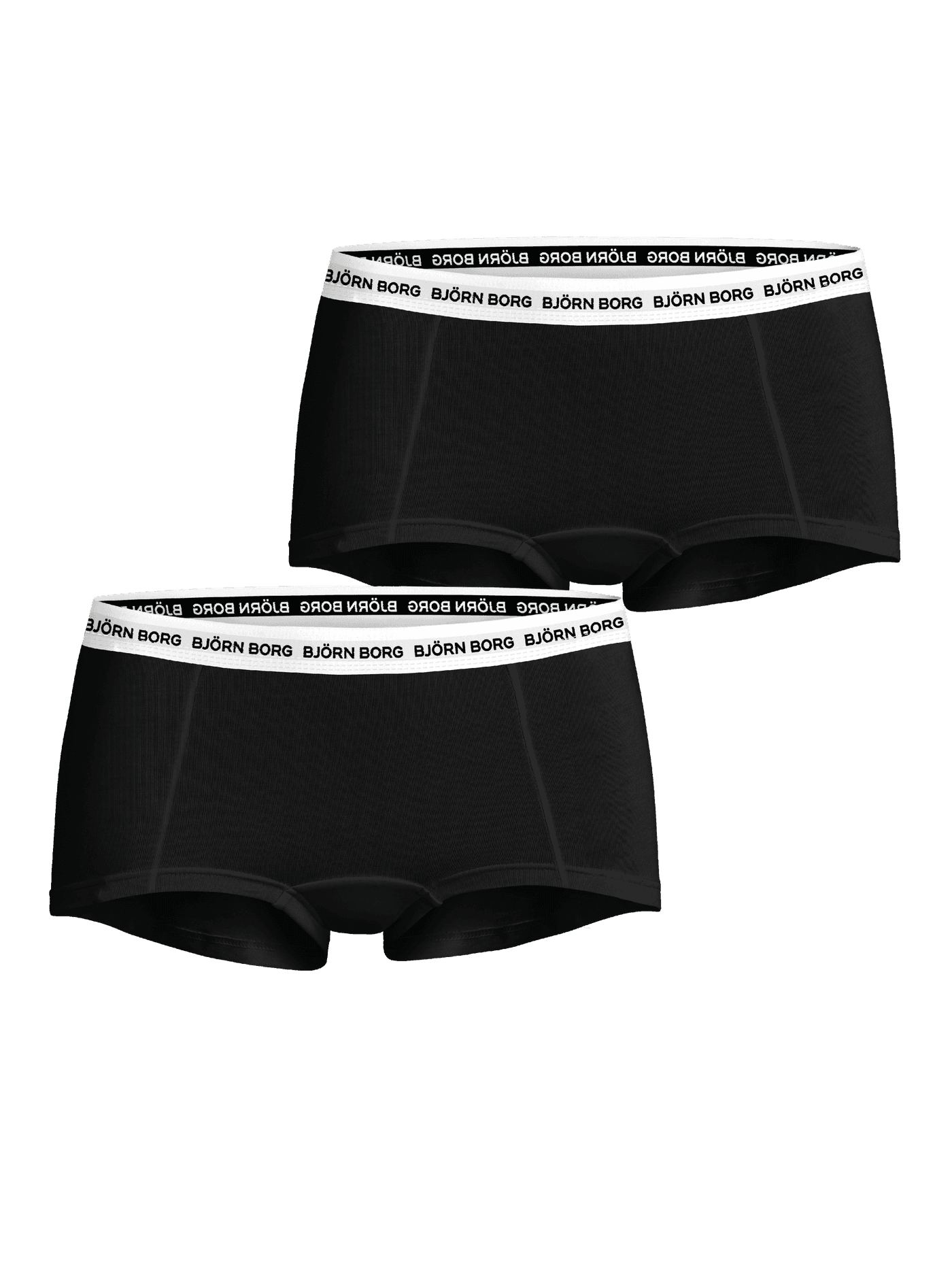 Core Logo Minishorts 2-pack i svart bomullsstretch til dame med hvit elastisk linning med logo. - Image 2