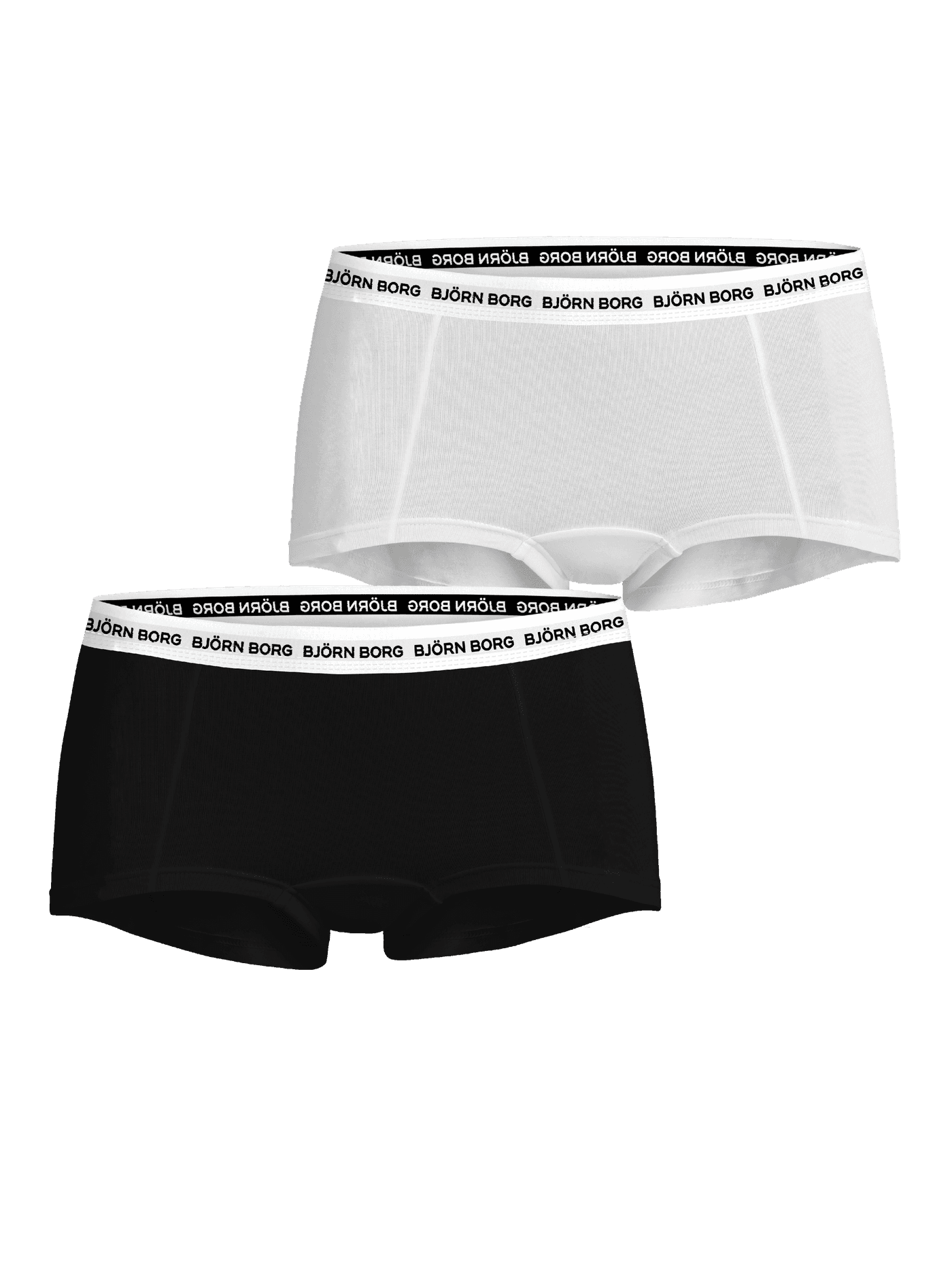 Core Logo Minishorts 2-pack for women in black and white cotton stretch, featuring a comfortable fit and logo waistband. - Image 1