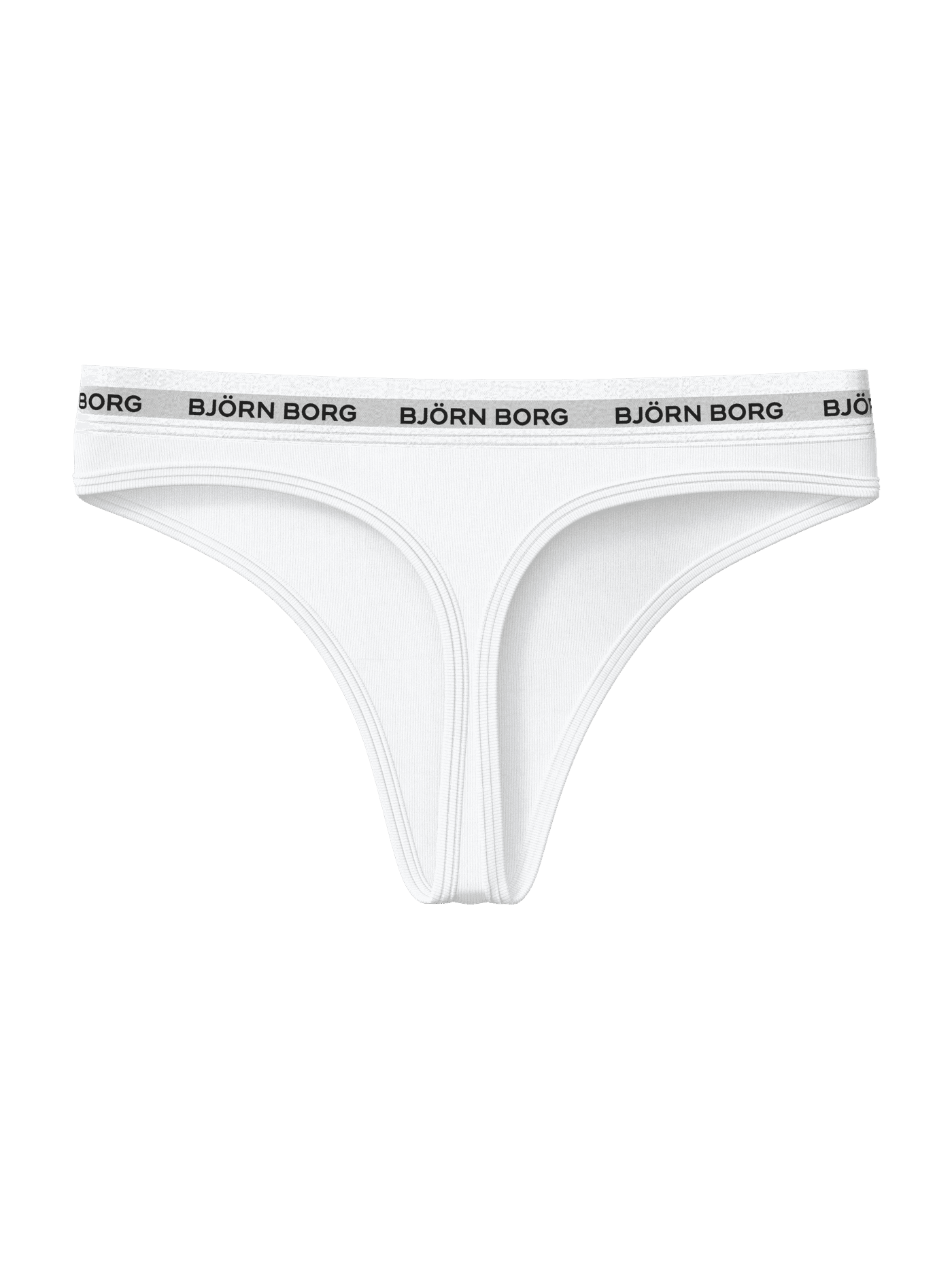 Core Logo Thong 2-pack in wit met een zachte elastische logotailleband voor een stijlvolle pasvorm, vooraanzicht. - Image 4