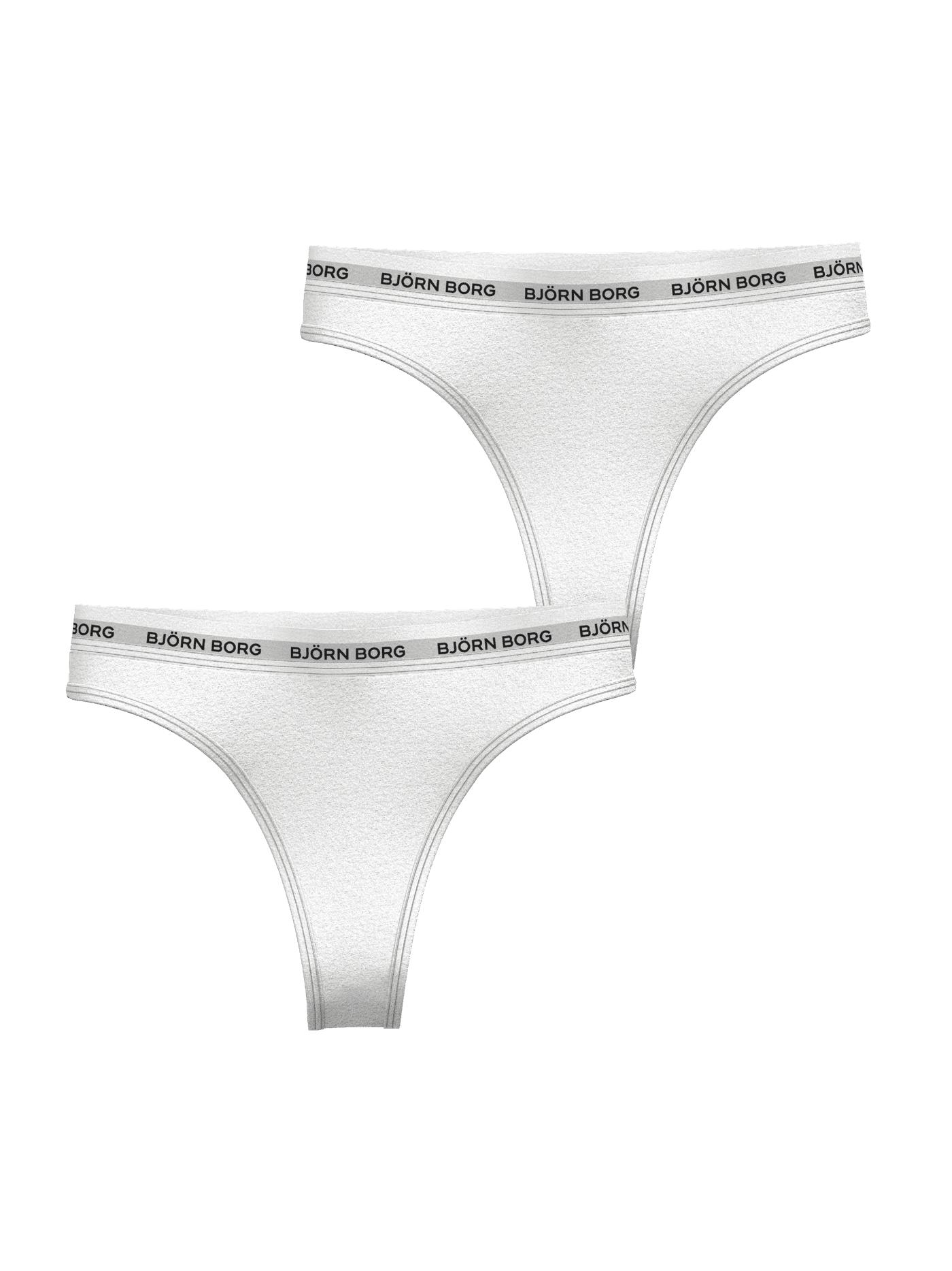 Witte Core Logo Thong 2-pack van stretchkatoen met een halfhoge taille en grijs Björn Borg-logo, vooraanzicht. - Image 2