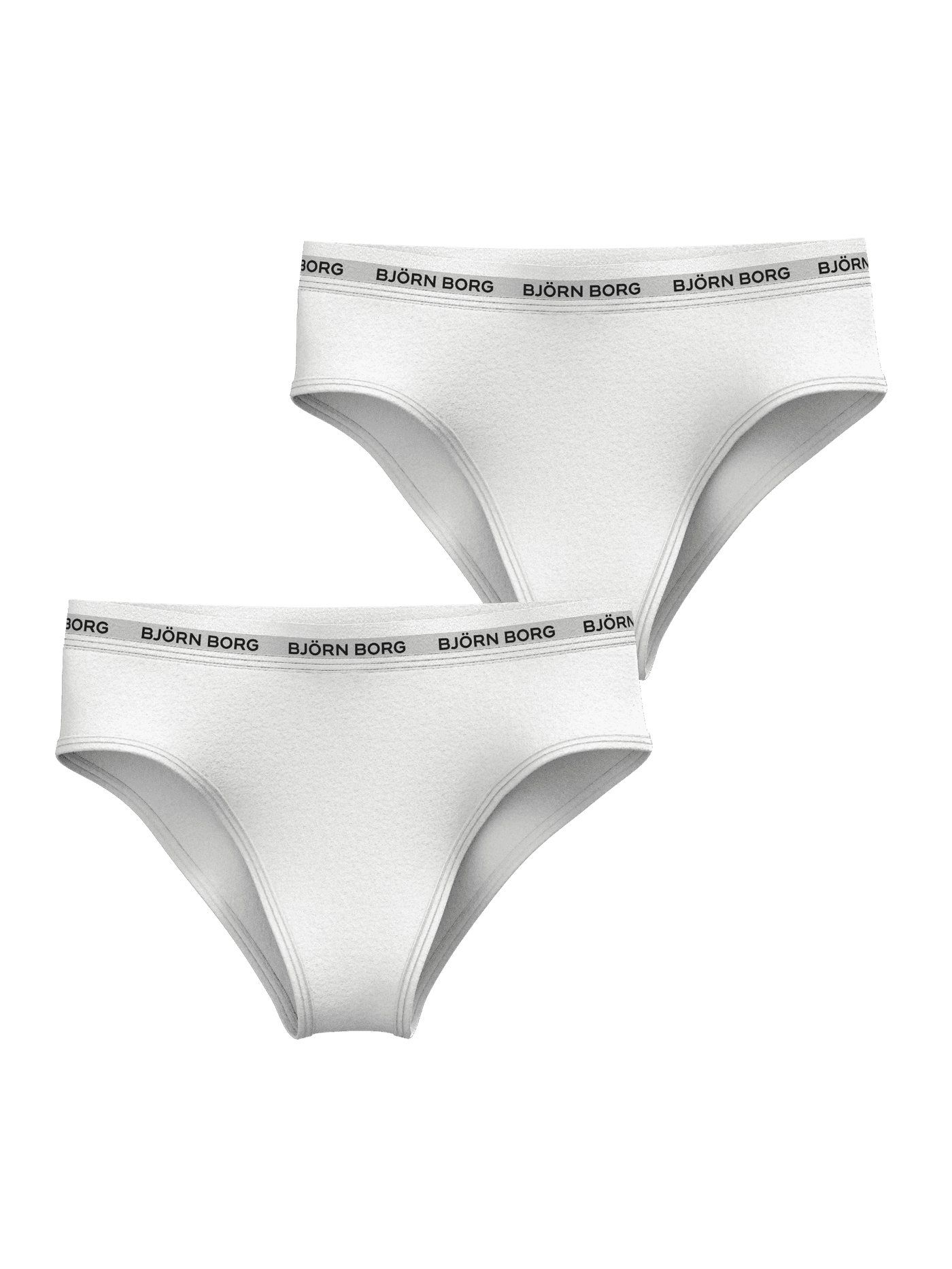 Core Logo High Waist Brief 2-pack in Wit van zacht stretchkatoen met een hoge taille en een zwarte logotailleband. - Image 2